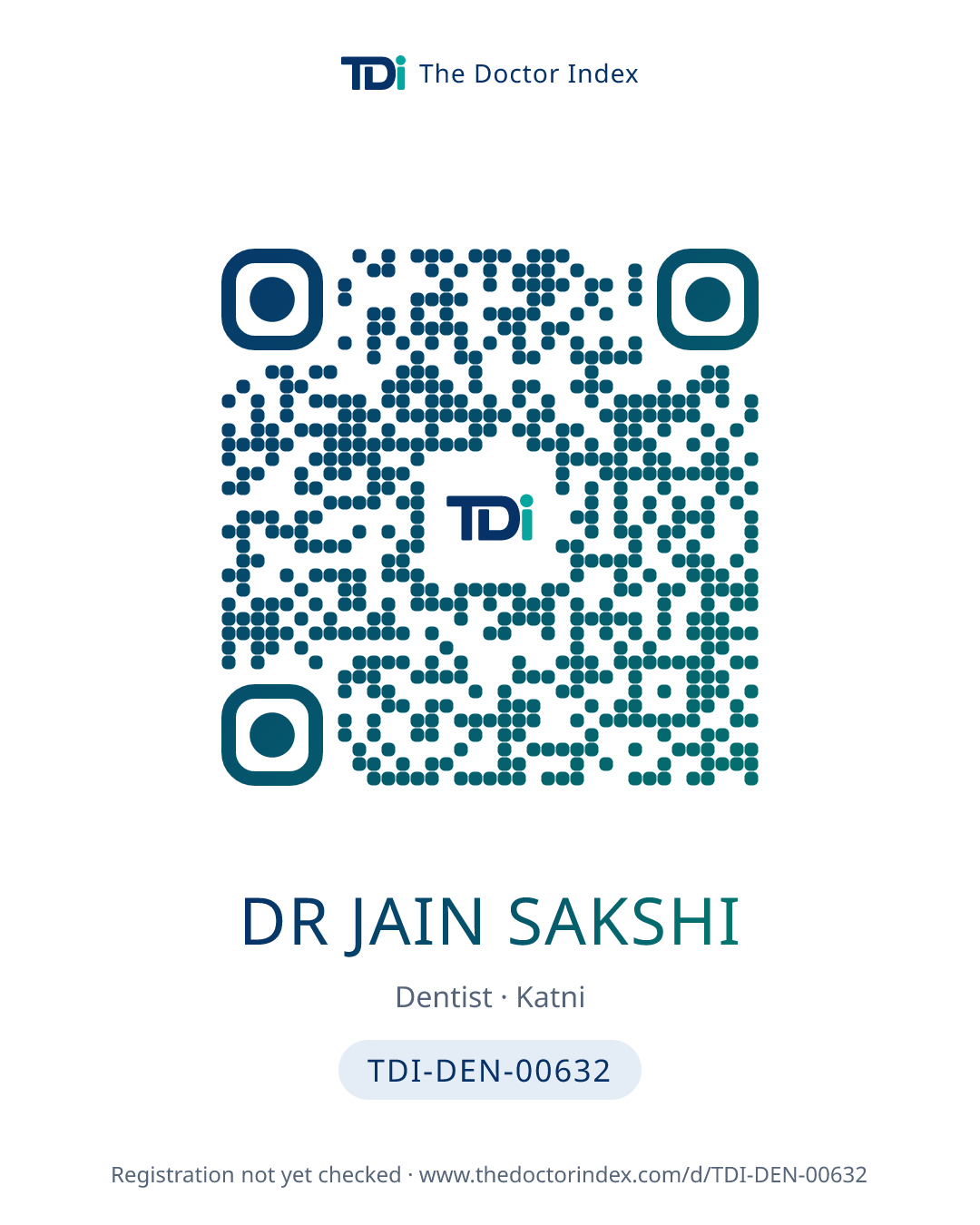 QR card for Dr Jain Sakshi, TDI-DEN-00632