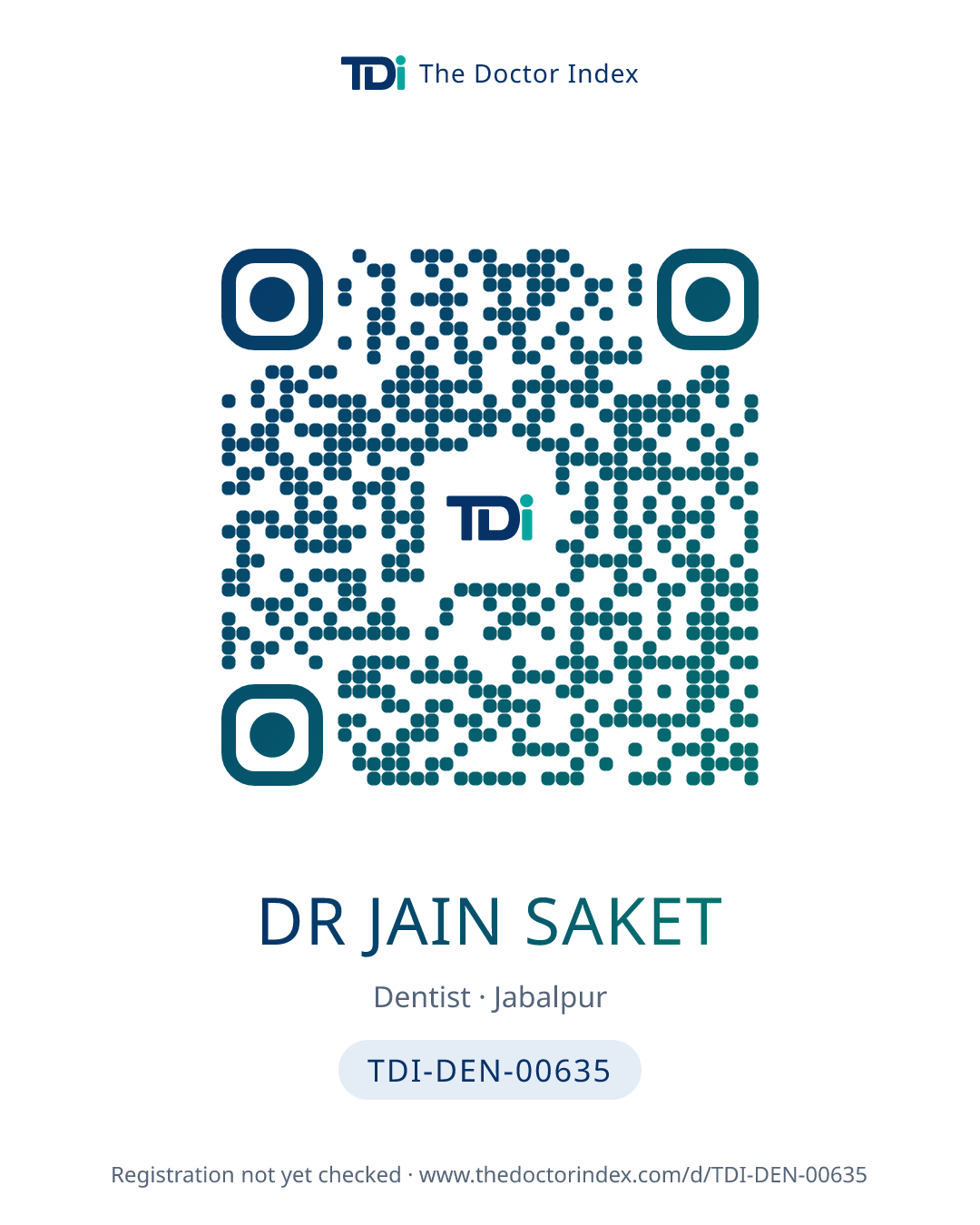 QR card for Dr Jain Saket, TDI-DEN-00635