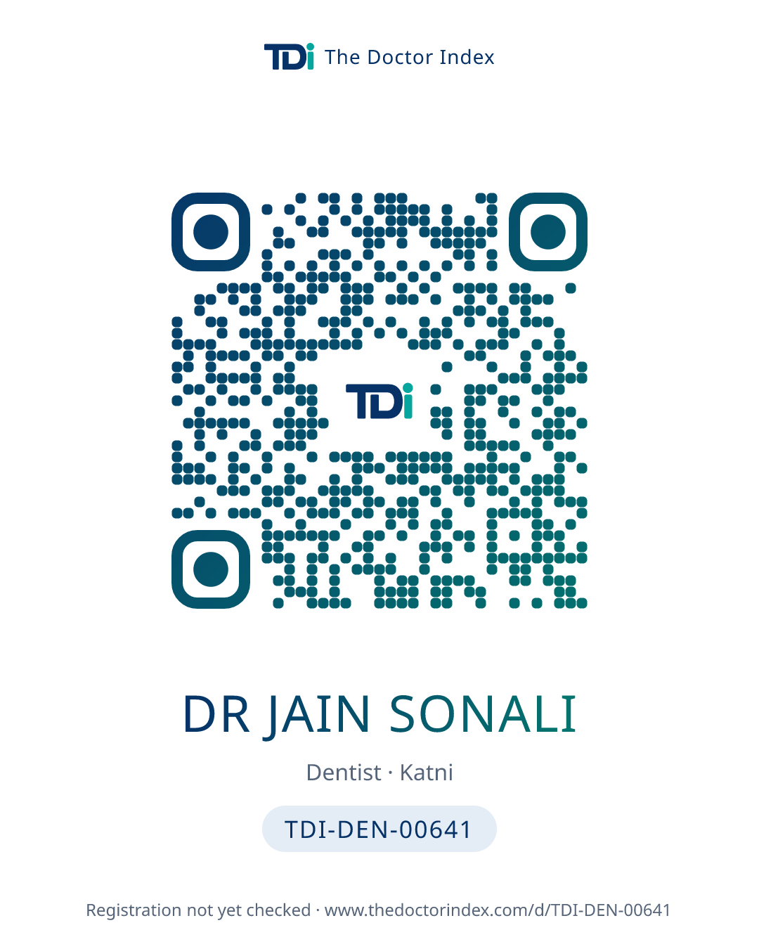 QR card for Dr Jain Sonali, TDI-DEN-00641