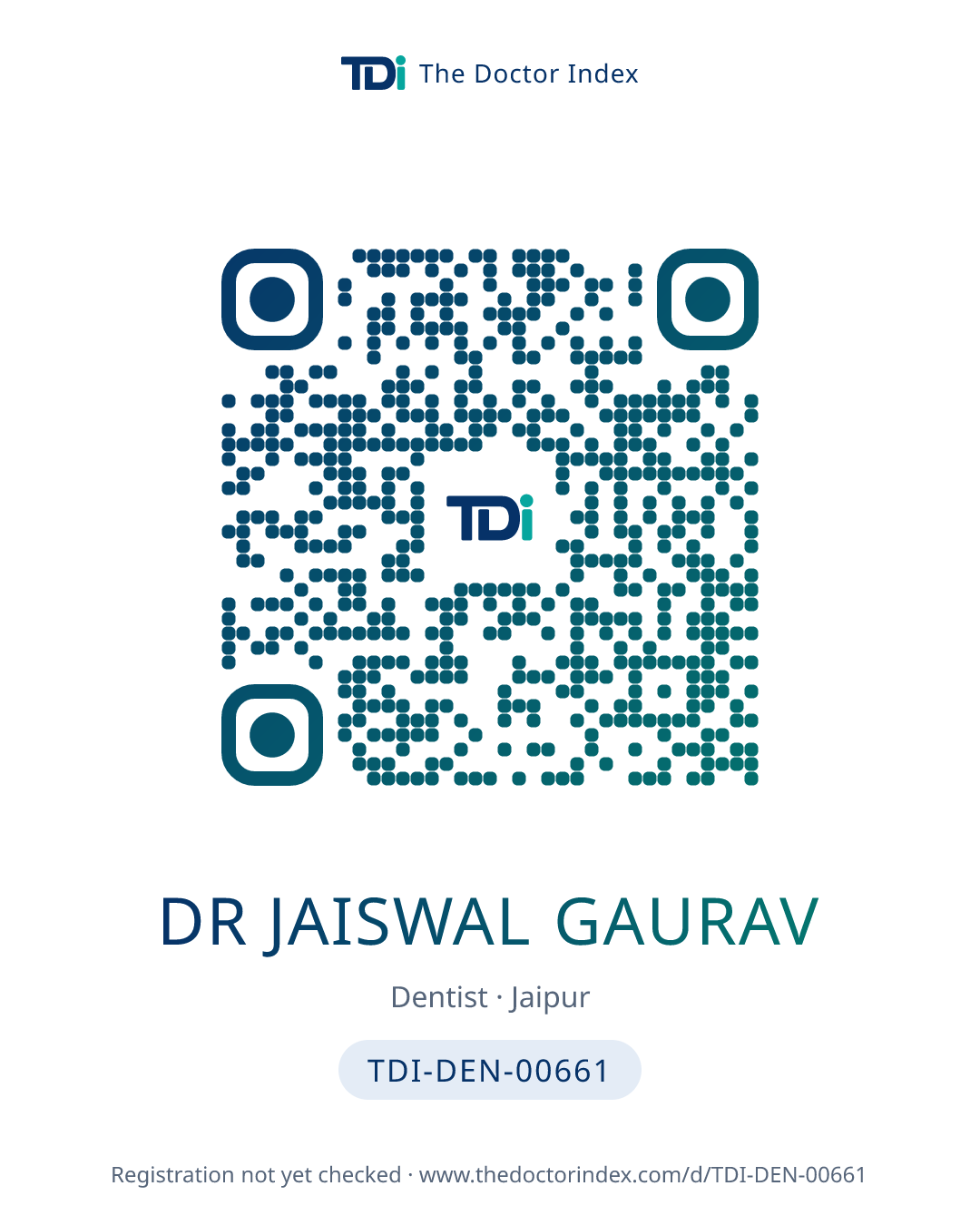 QR card for Dr Jaiswal Gaurav, TDI-DEN-00661