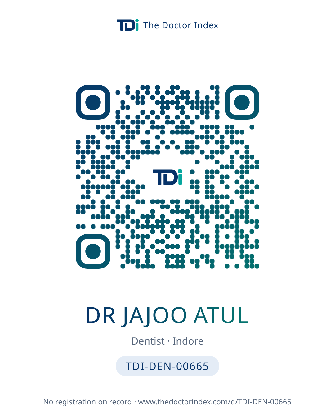 QR card for Dr Jajoo Atul, TDI-DEN-00665