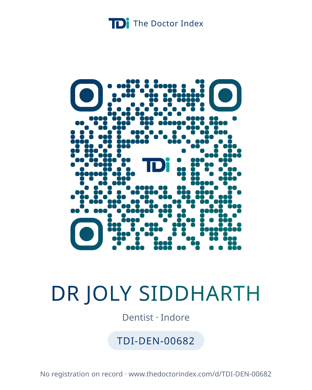 QR card for Dr Joly Siddharth, TDI-DEN-00682