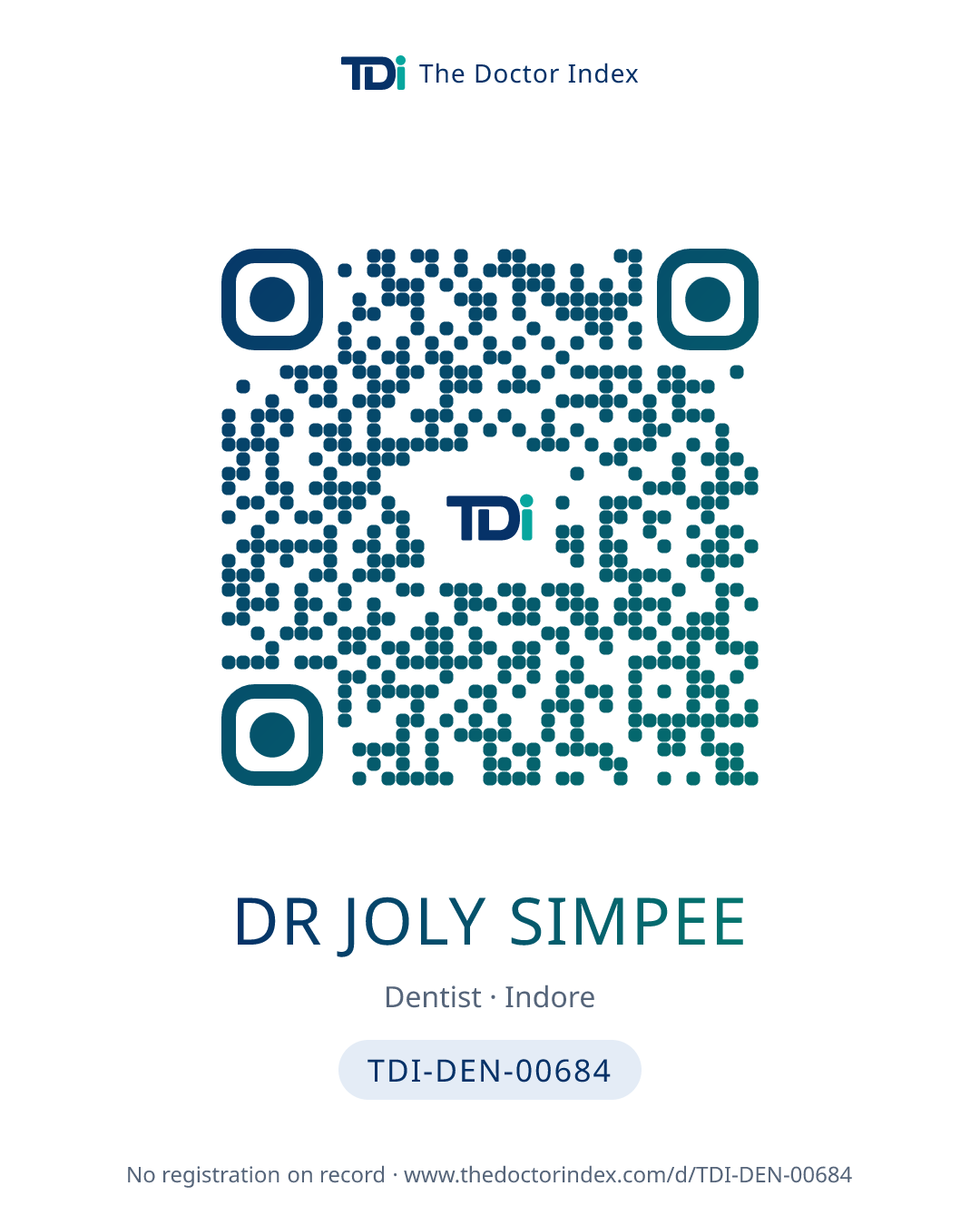 QR card for Dr Joly Simpee, TDI-DEN-00684