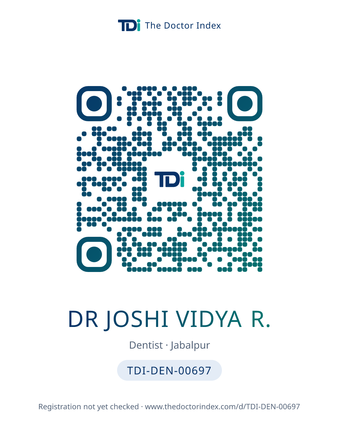 QR card for Dr Joshi Vidya R., TDI-DEN-00697