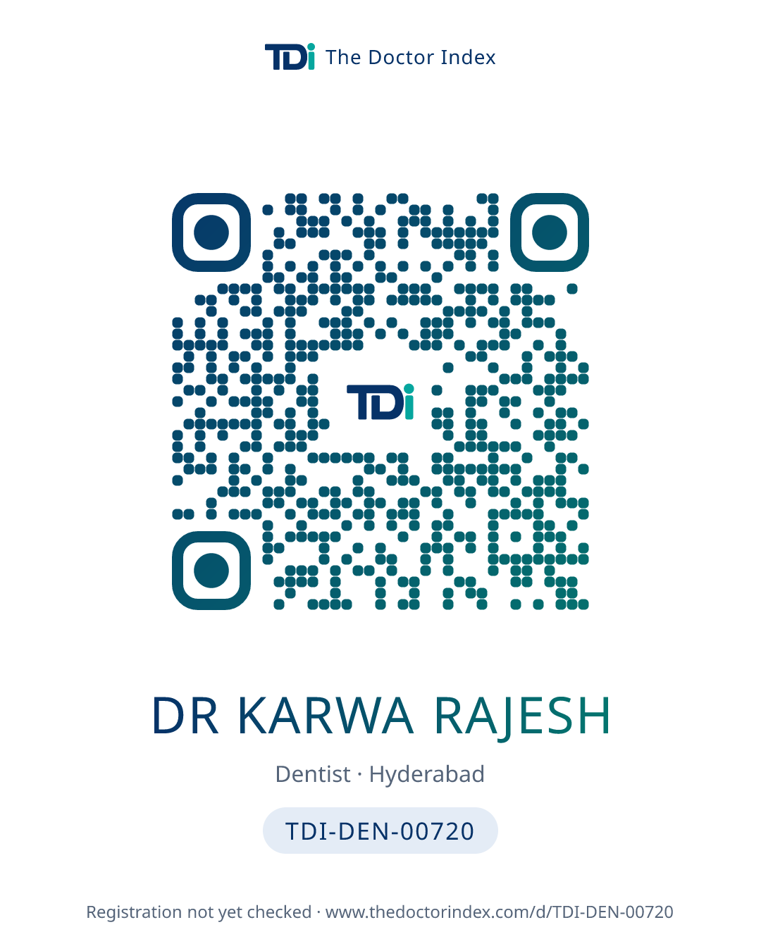 QR card for Dr Karwa Rajesh, TDI-DEN-00720