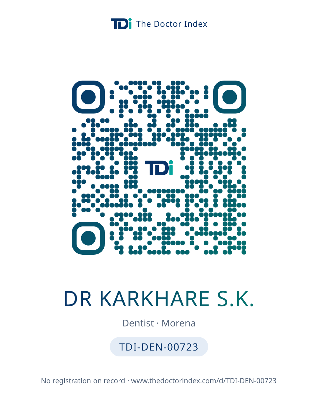 QR card for Dr Karkhare S.K., TDI-DEN-00723
