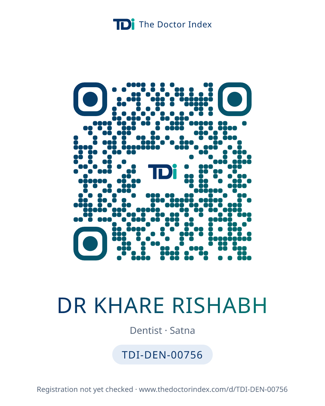 QR card for Dr Khare Rishabh, TDI-DEN-00756
