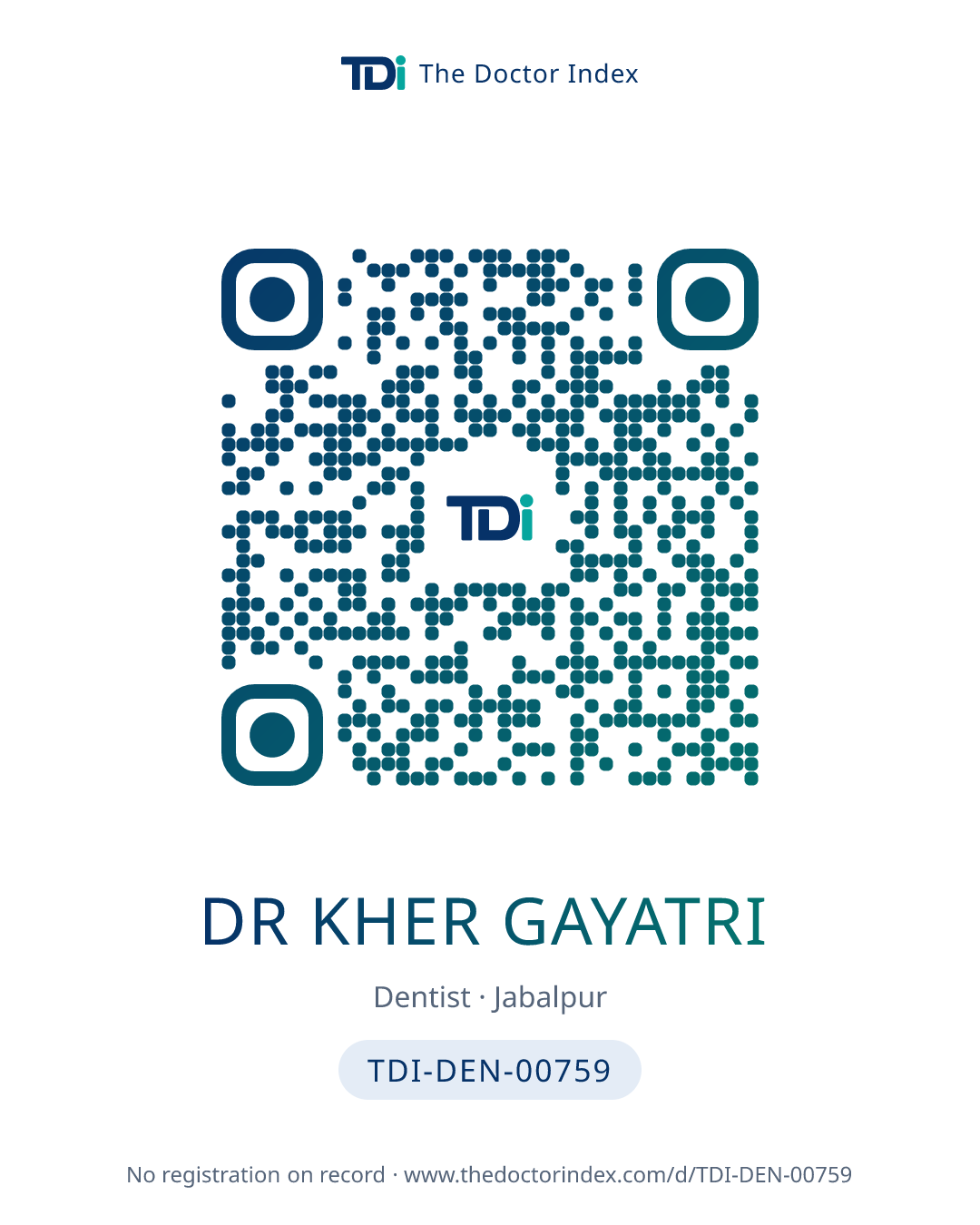 QR card for Dr Kher Gayatri, TDI-DEN-00759