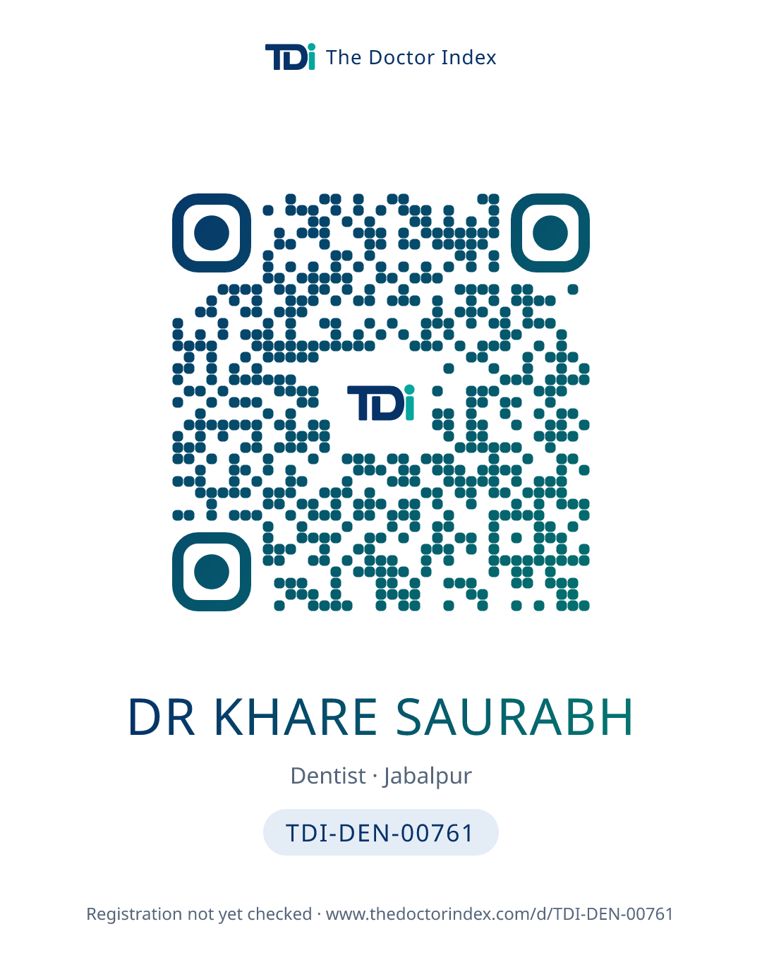 QR card for Dr Khare Saurabh, TDI-DEN-00761