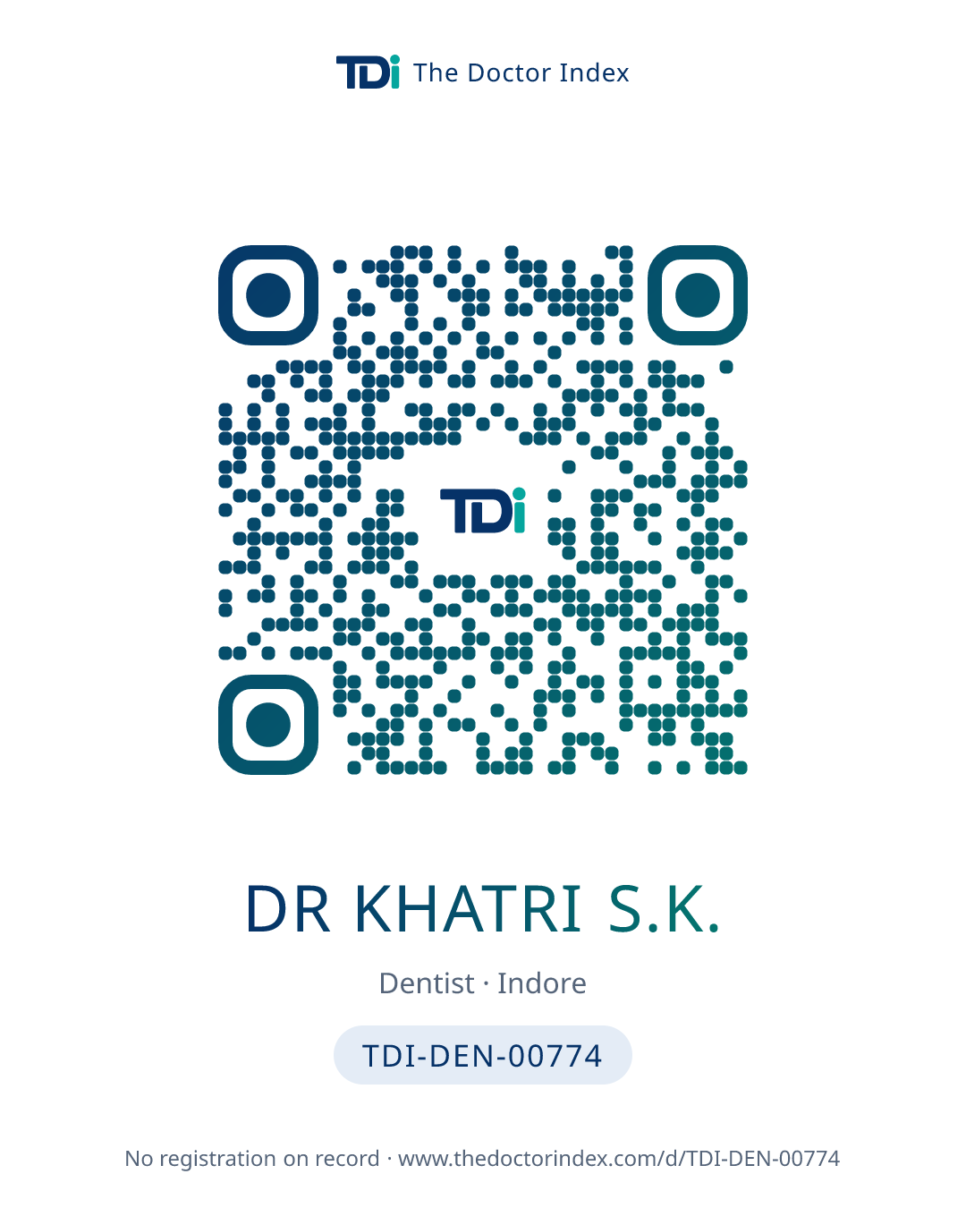 QR card for Dr Khatri S.K., TDI-DEN-00774