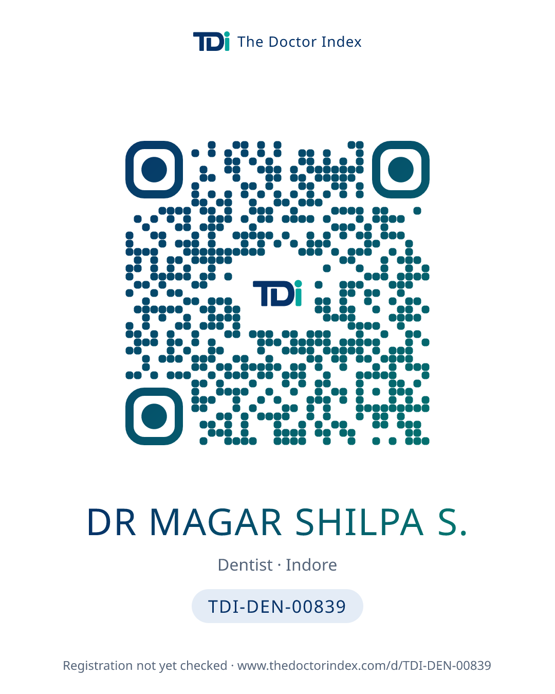 QR card for Dr Magar Shilpa S., TDI-DEN-00839