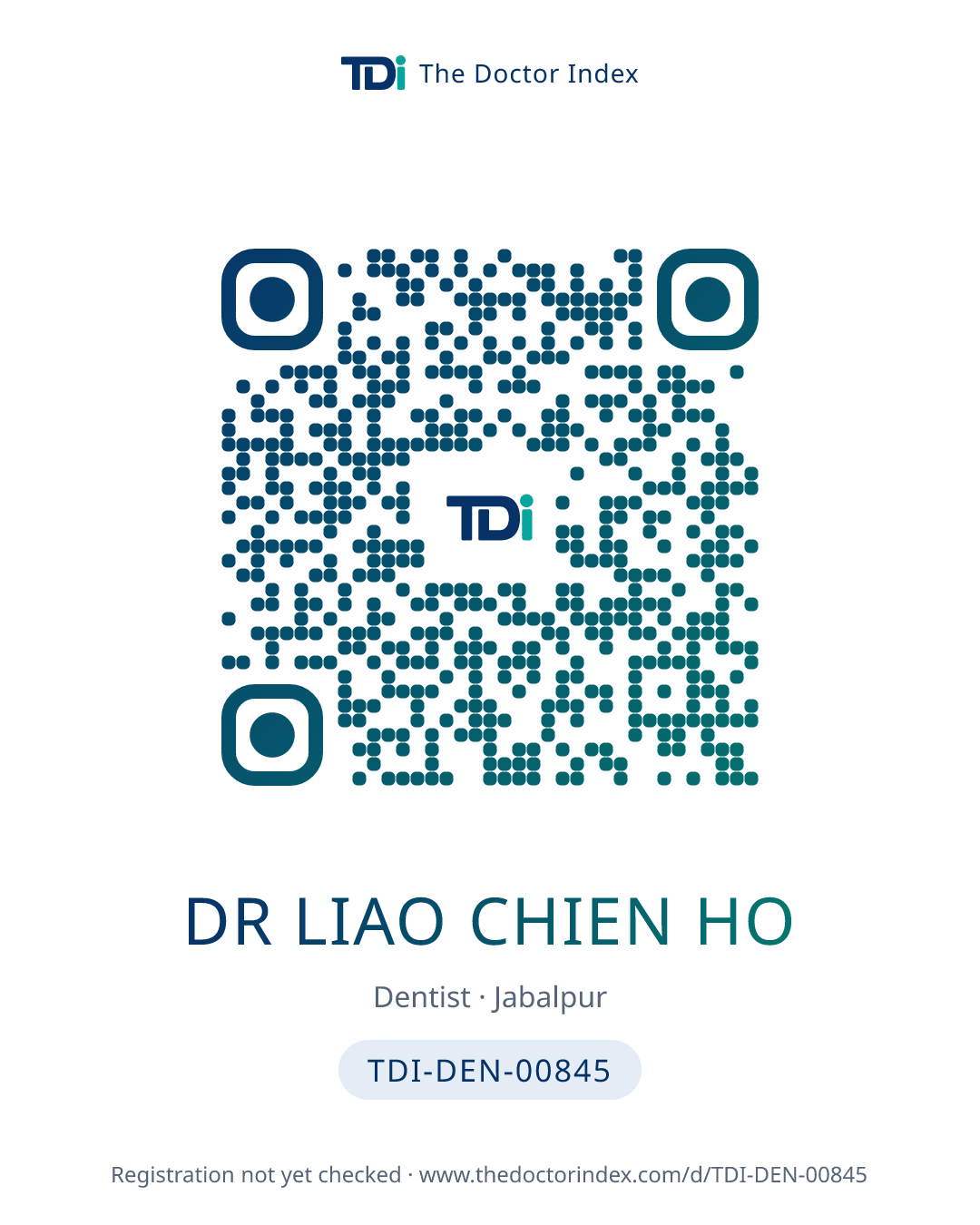 QR card for Dr Liao Chien Ho, TDI-DEN-00845