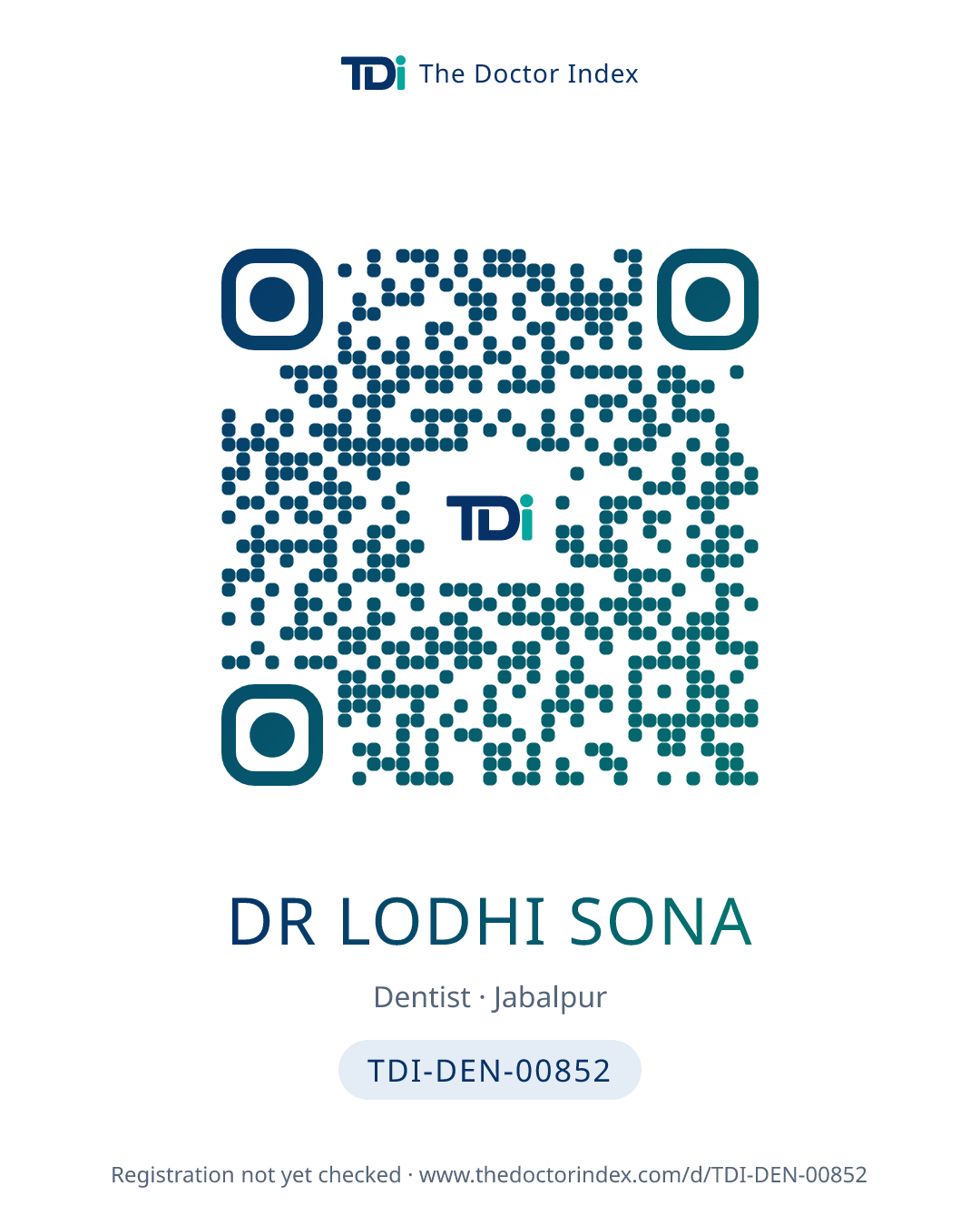 QR card for Dr Lodhi Sona, TDI-DEN-00852