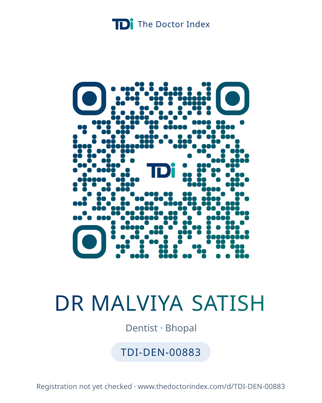 QR card for Dr Malviya Satish, TDI-DEN-00883