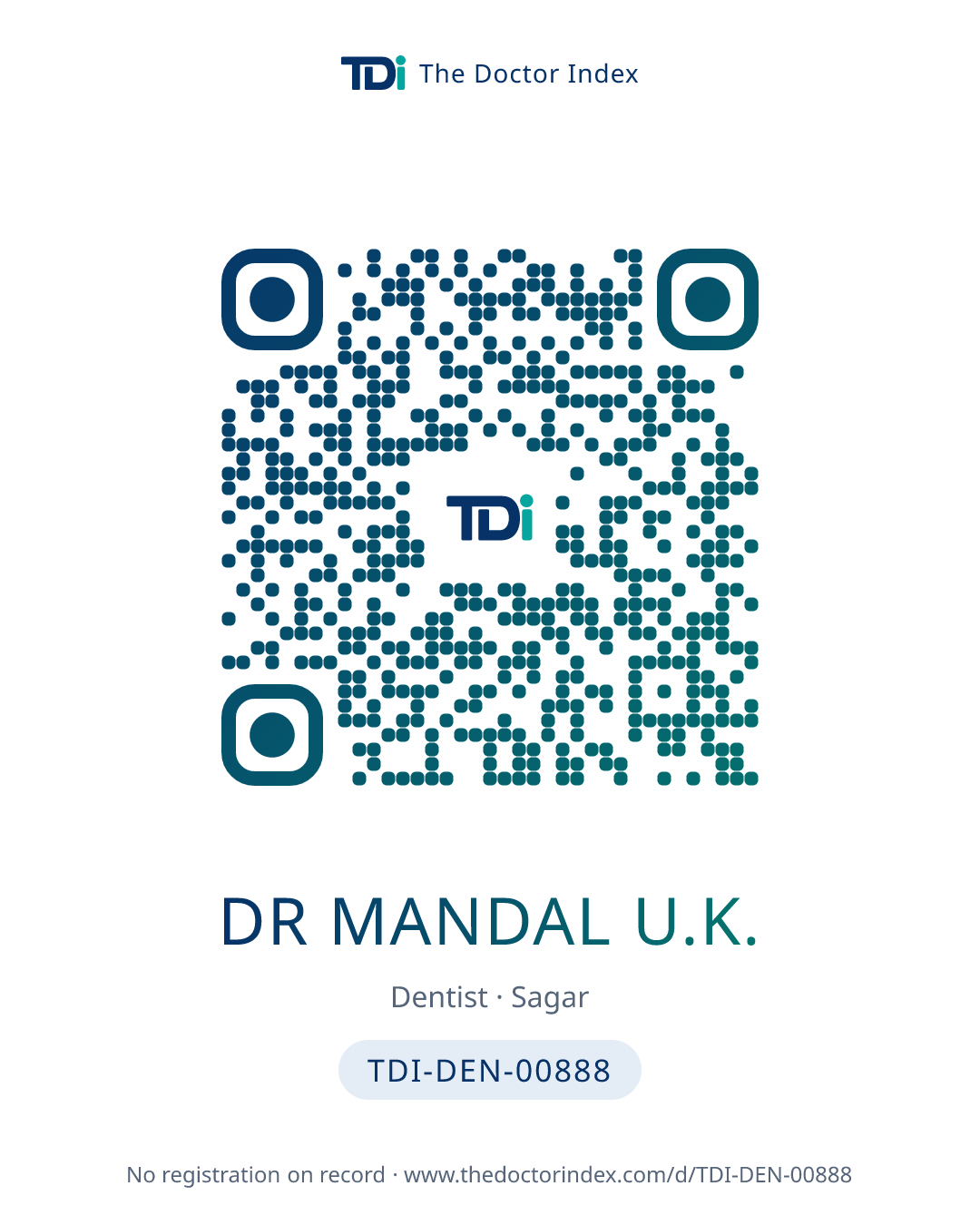 QR card for Dr Mandal U.K., TDI-DEN-00888