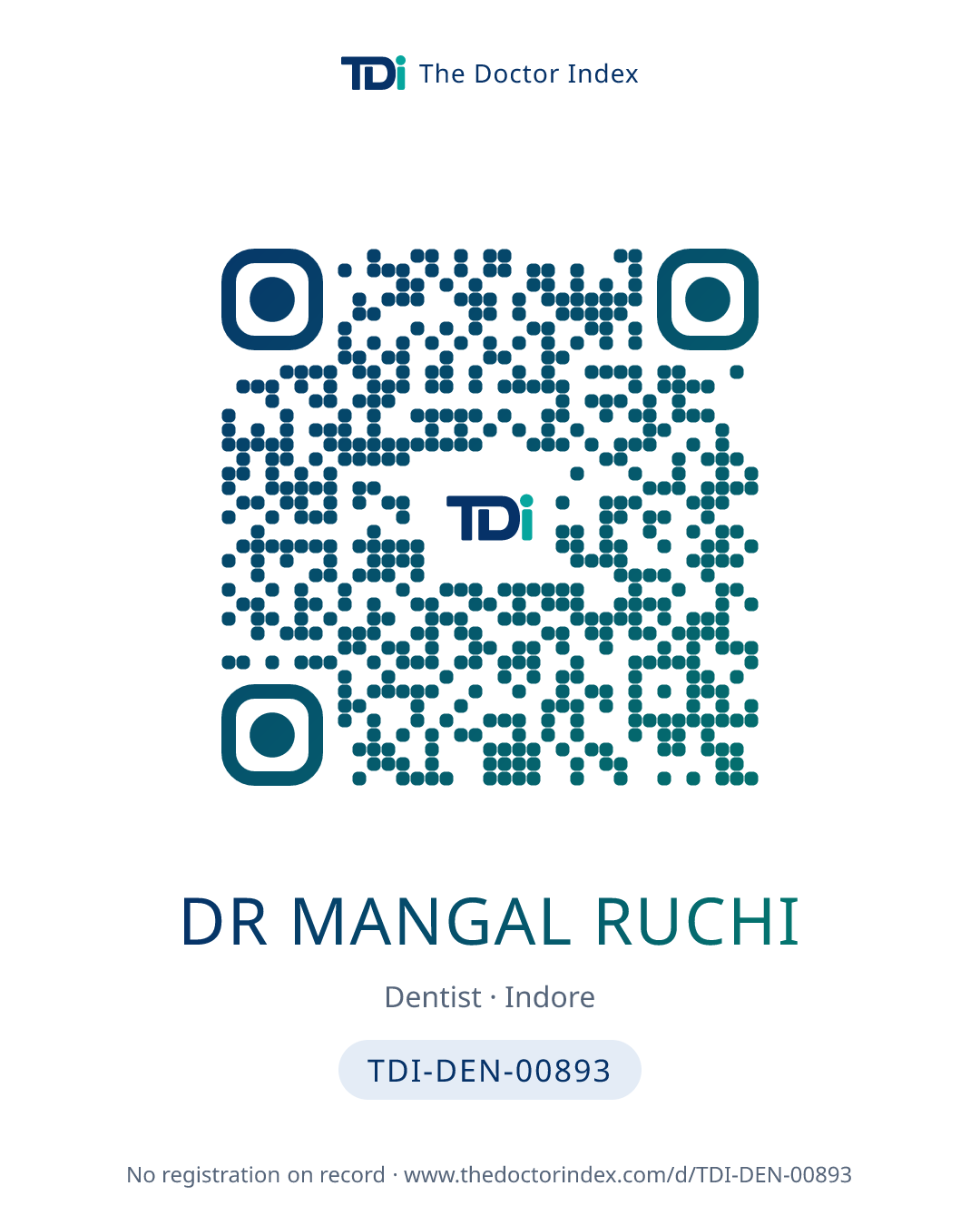 QR card for Dr Mangal Ruchi, TDI-DEN-00893
