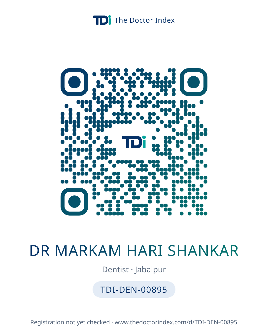 QR card for Dr Markam Hari Shankar, TDI-DEN-00895