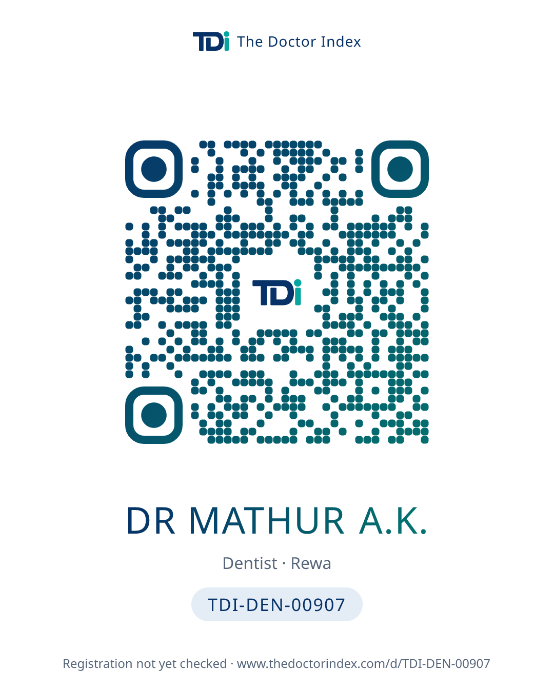 QR card for Dr Mathur A.K., TDI-DEN-00907