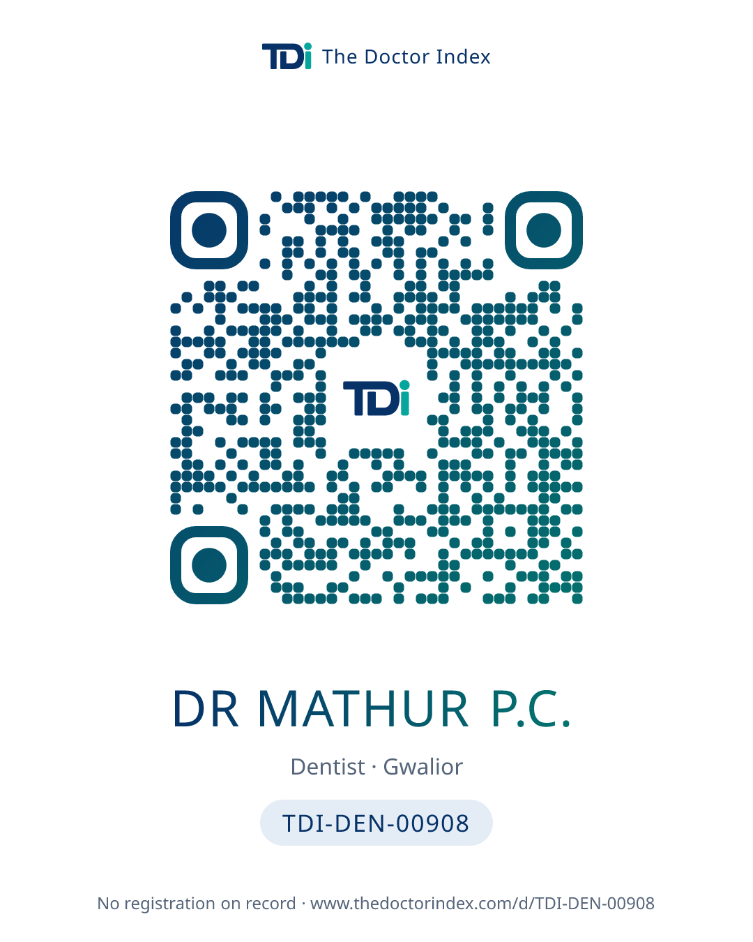 QR card for Dr Mathur P.C., TDI-DEN-00908