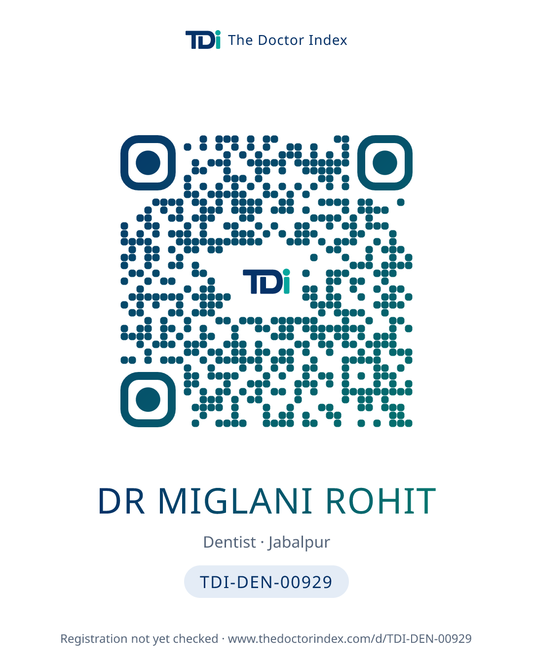 QR card for Dr Miglani Rohit, TDI-DEN-00929
