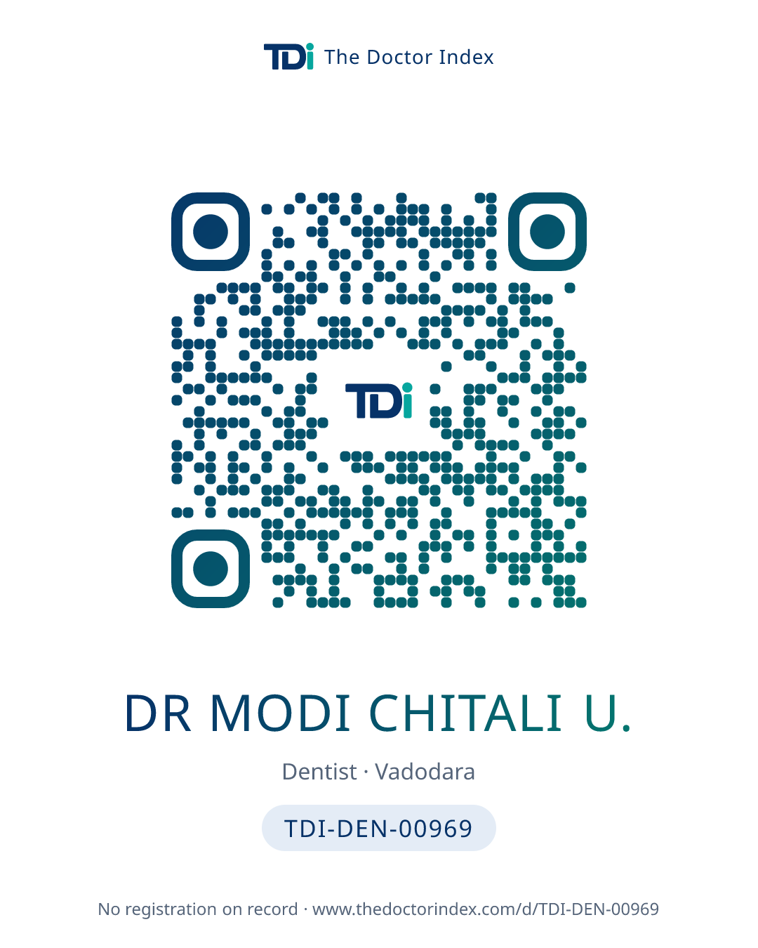 QR card for Dr Modi Chitali U., TDI-DEN-00969