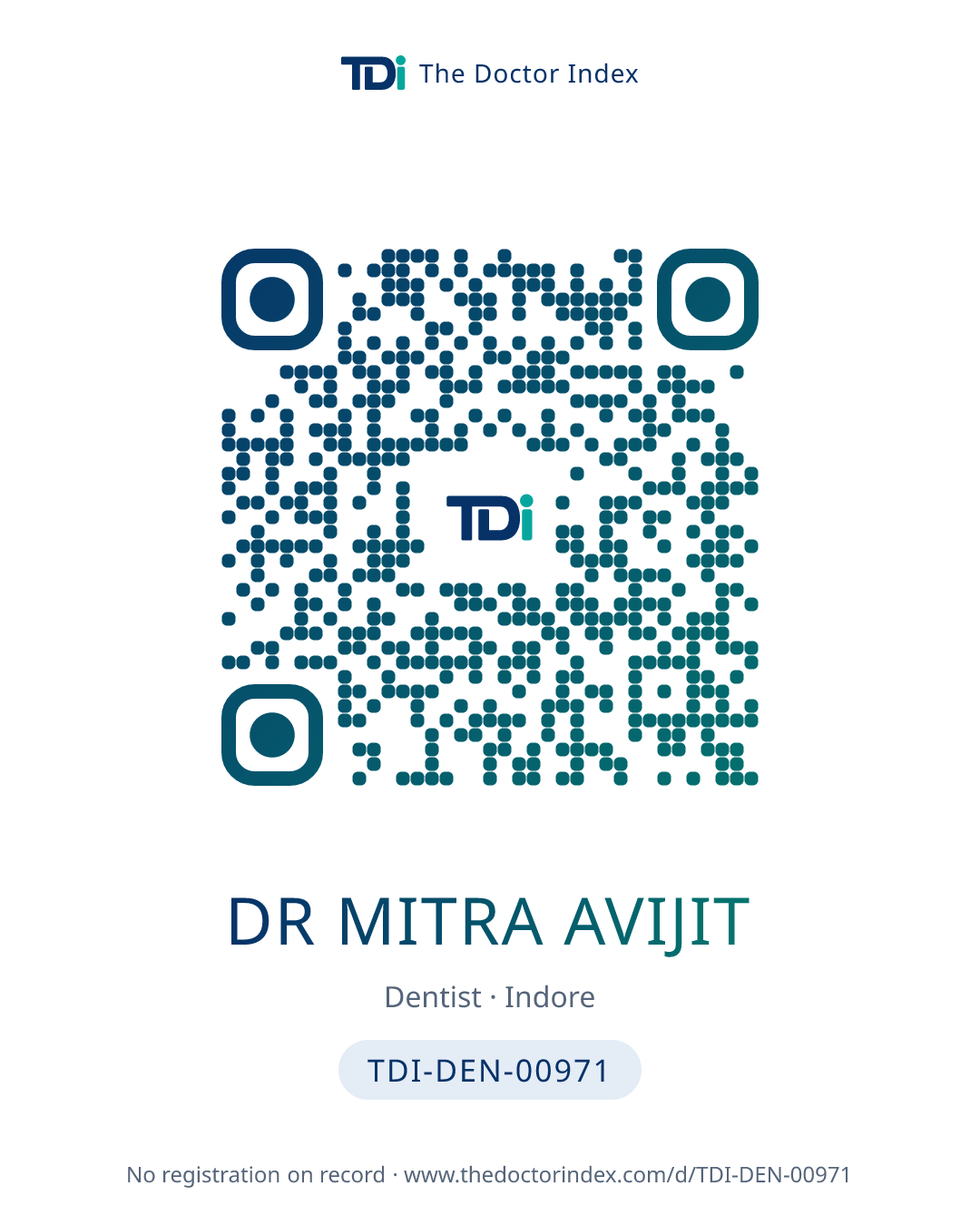 QR card for Dr Mitra Avijit, TDI-DEN-00971