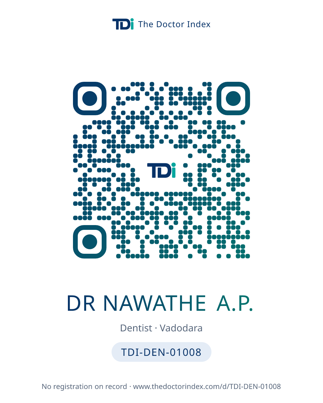 QR card for Dr Nawathe A.P., TDI-DEN-01008