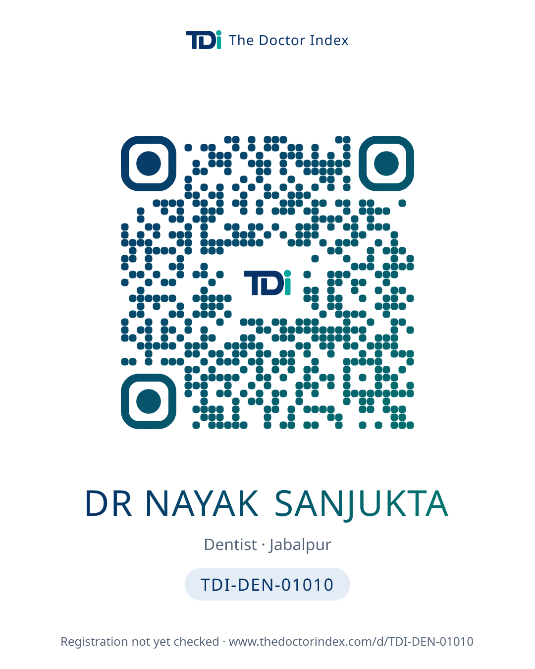 QR card for Dr Nayak Sanjukta, TDI-DEN-01010