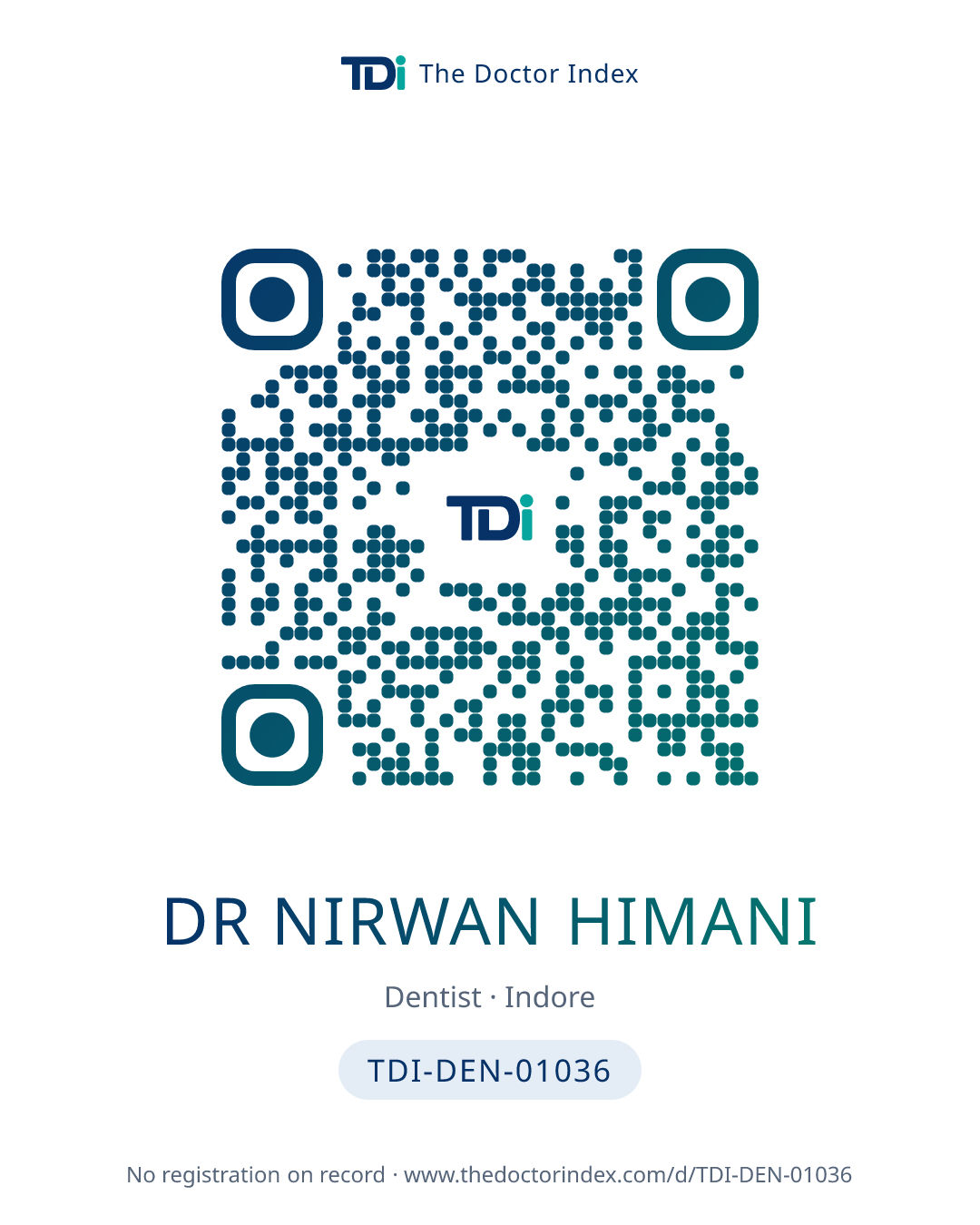 QR card for Dr Nirwan Himani, TDI-DEN-01036