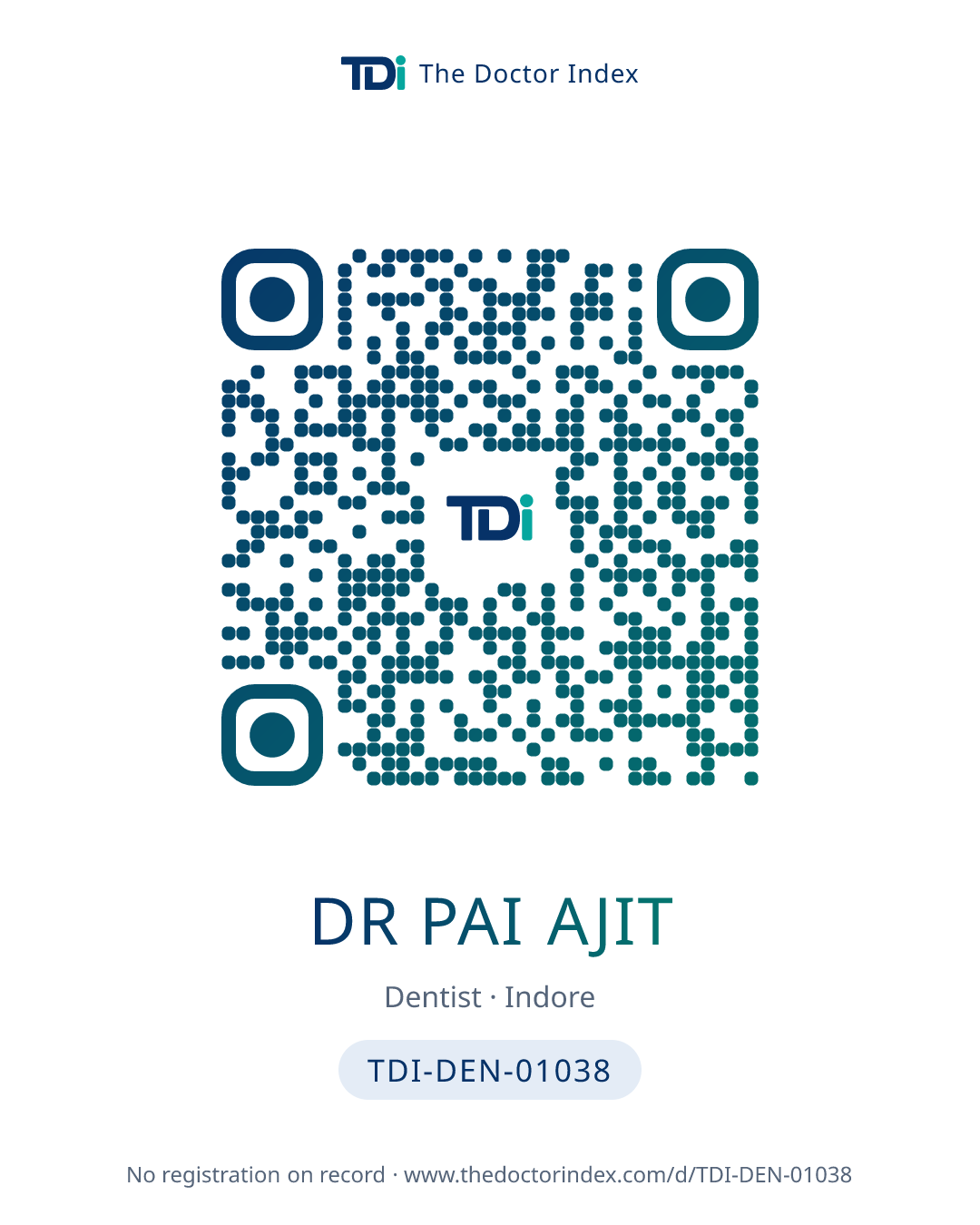 QR card for Dr Pai Ajit, TDI-DEN-01038