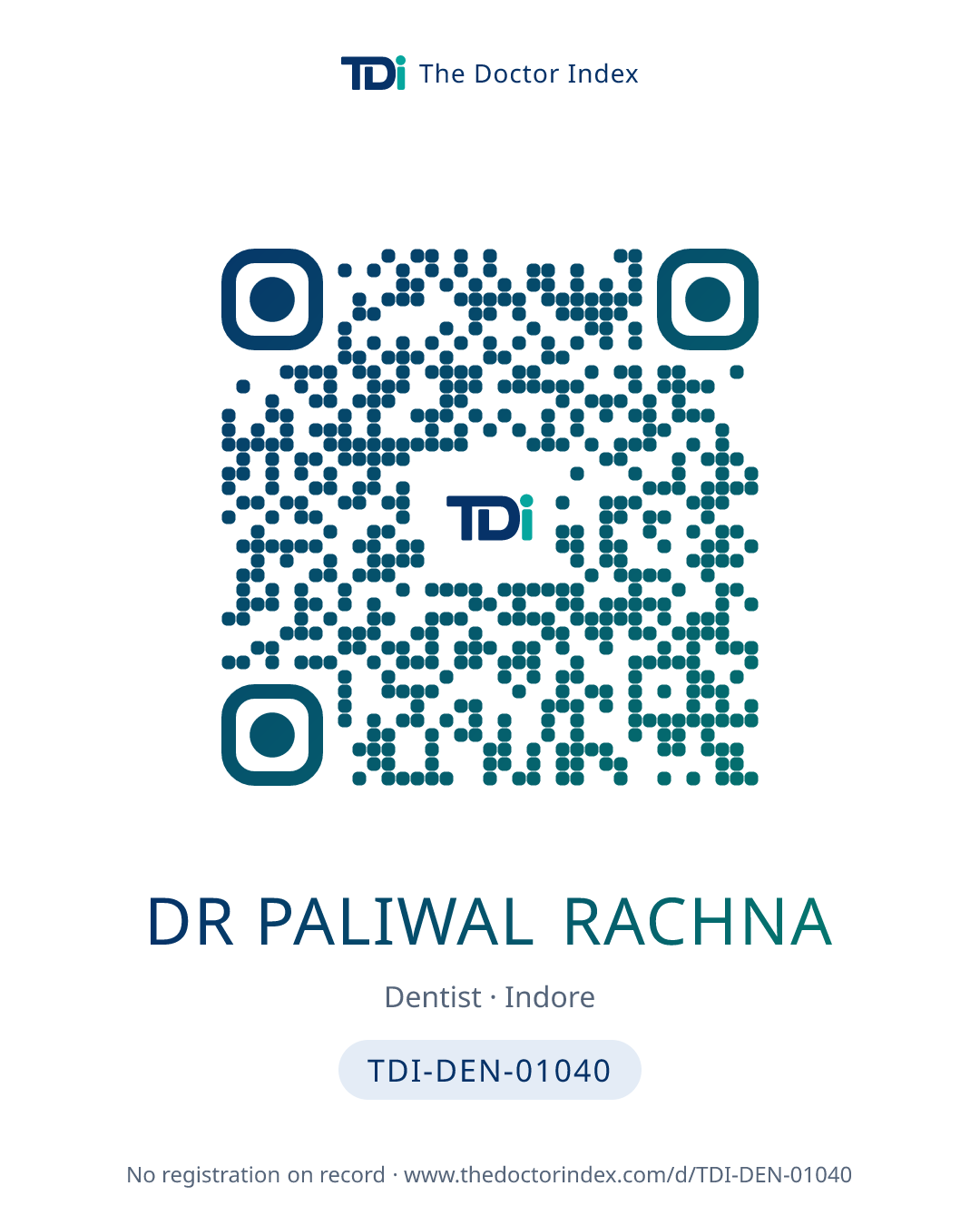 QR card for Dr Paliwal Rachna, TDI-DEN-01040