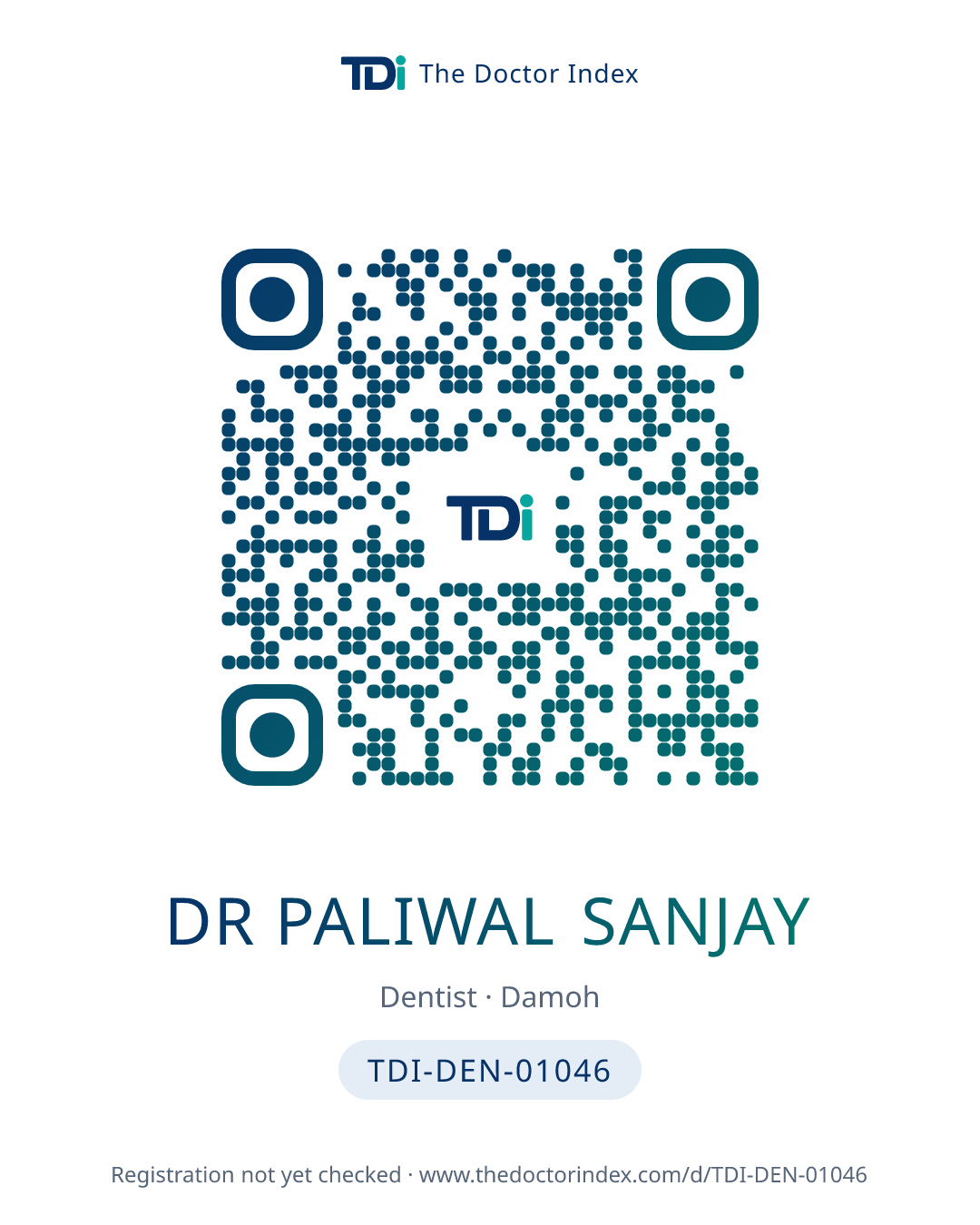 QR card for Dr Paliwal Sanjay, TDI-DEN-01046