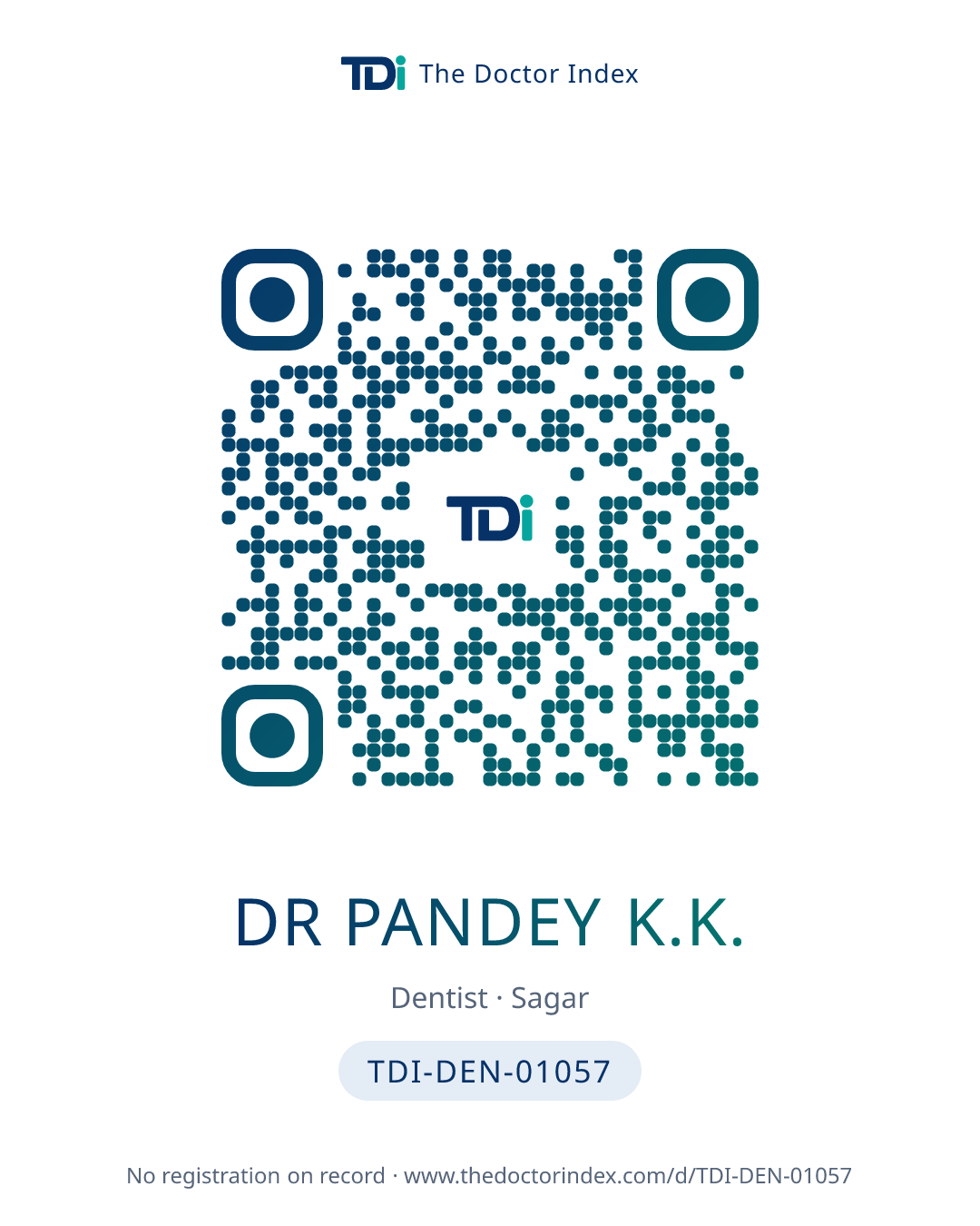 QR card for Dr Pandey K.K., TDI-DEN-01057