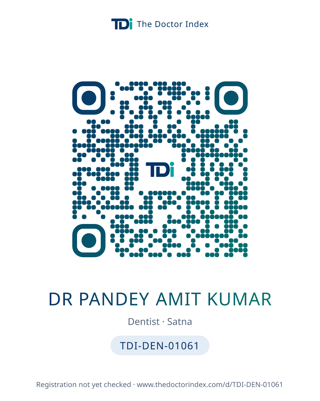 QR card for Dr Pandey Amit Kumar, TDI-DEN-01061