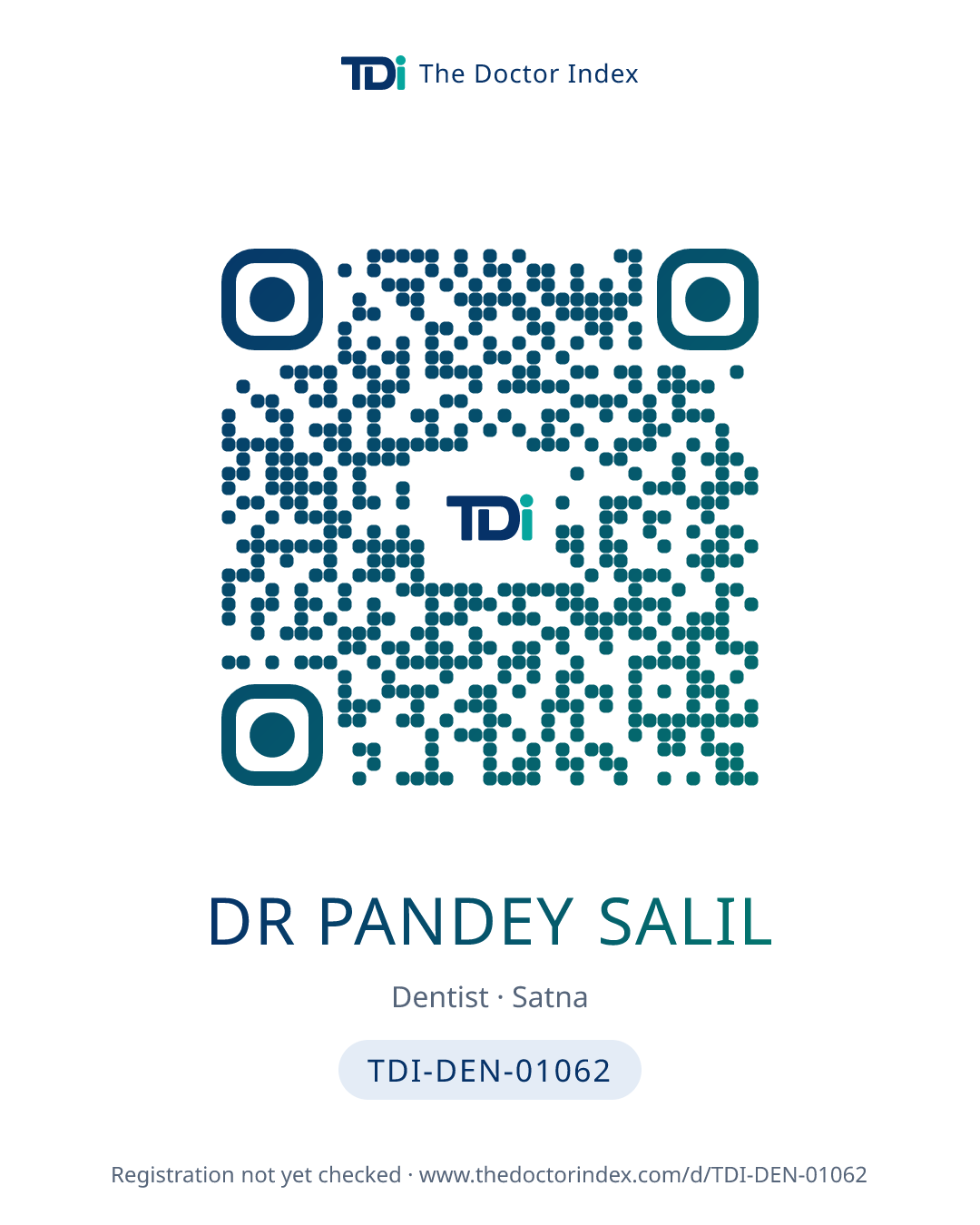 QR card for Dr Pandey Salil, TDI-DEN-01062