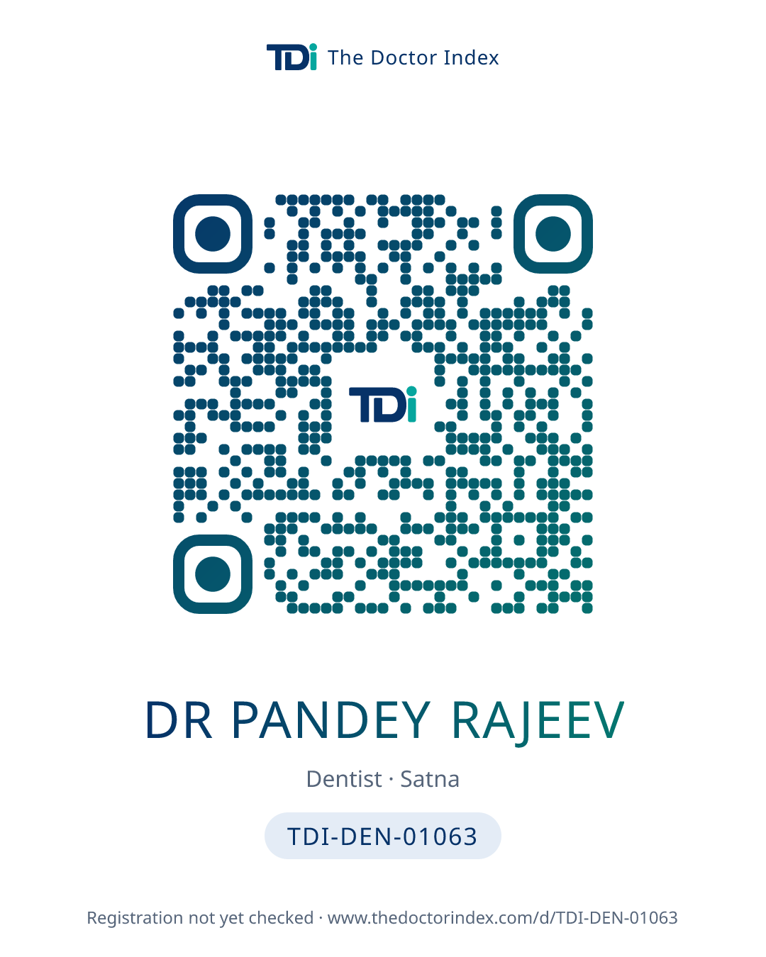 QR card for Dr Pandey Rajeev, TDI-DEN-01063