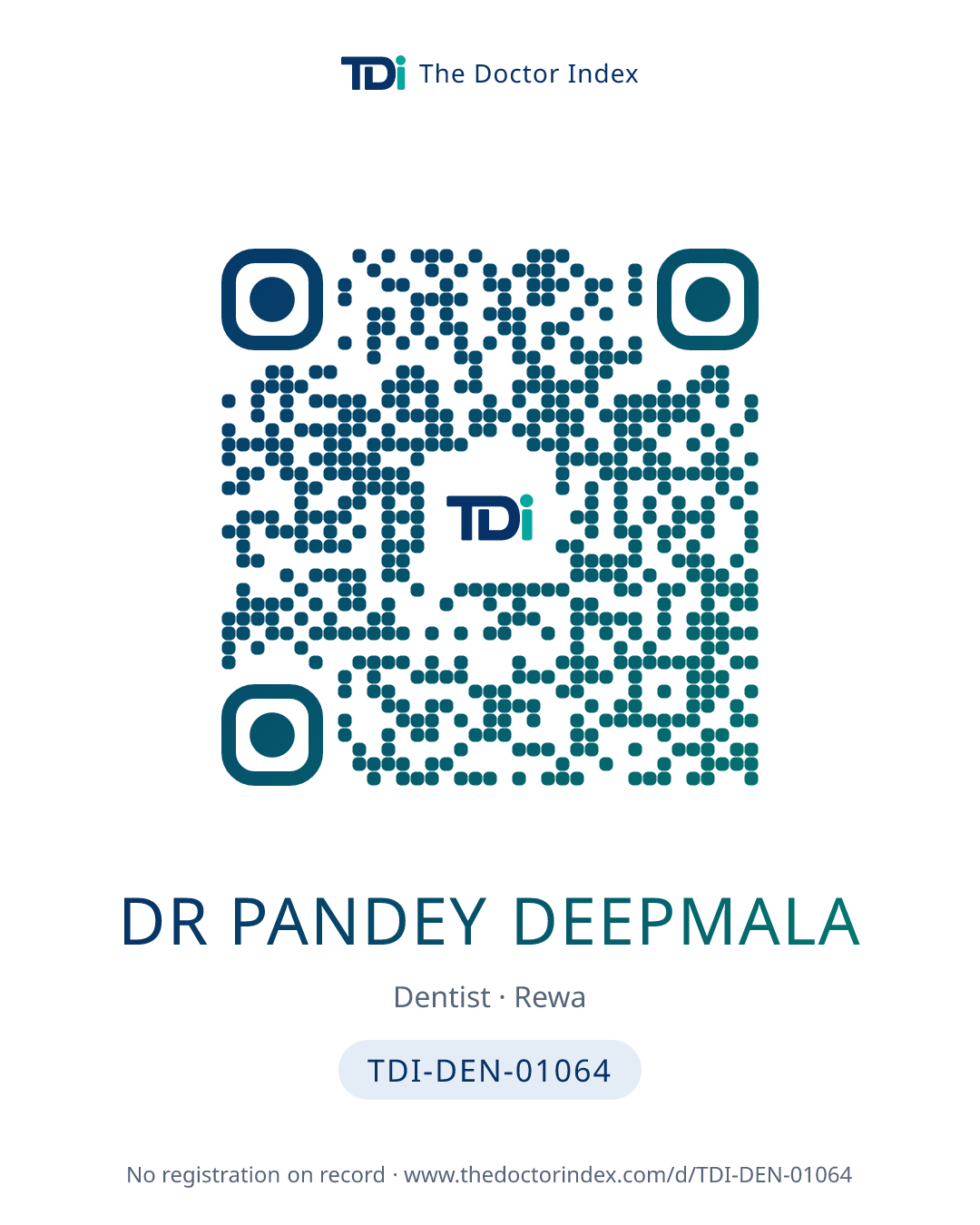 QR card for Dr Pandey Deepmala, TDI-DEN-01064