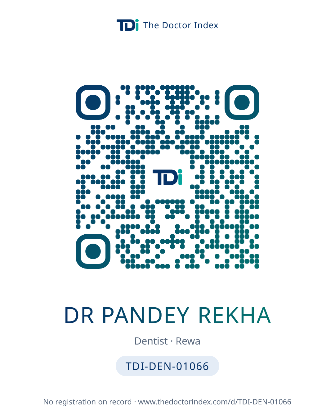 QR card for Dr Pandey Rekha, TDI-DEN-01066