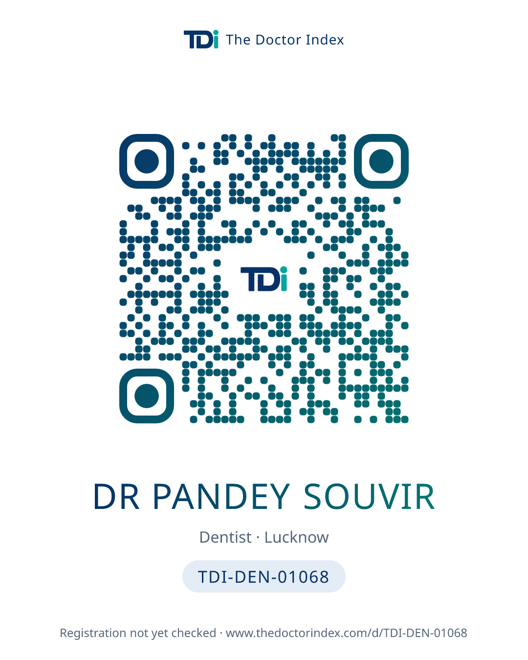 QR card for Dr Pandey Souvir, TDI-DEN-01068