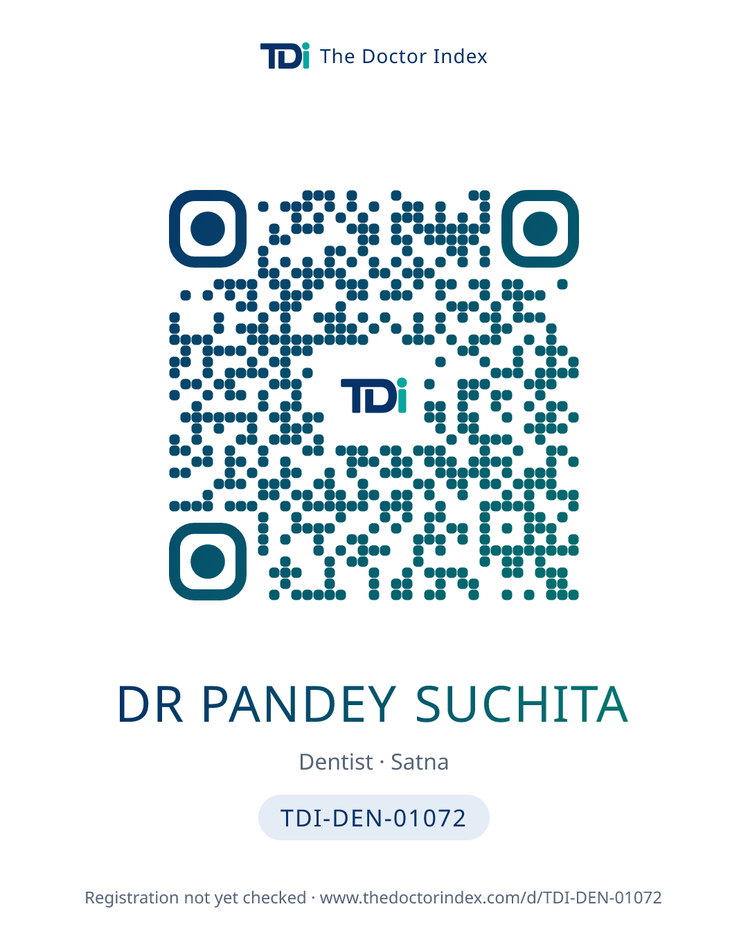 QR card for Dr Pandey Suchita, TDI-DEN-01072