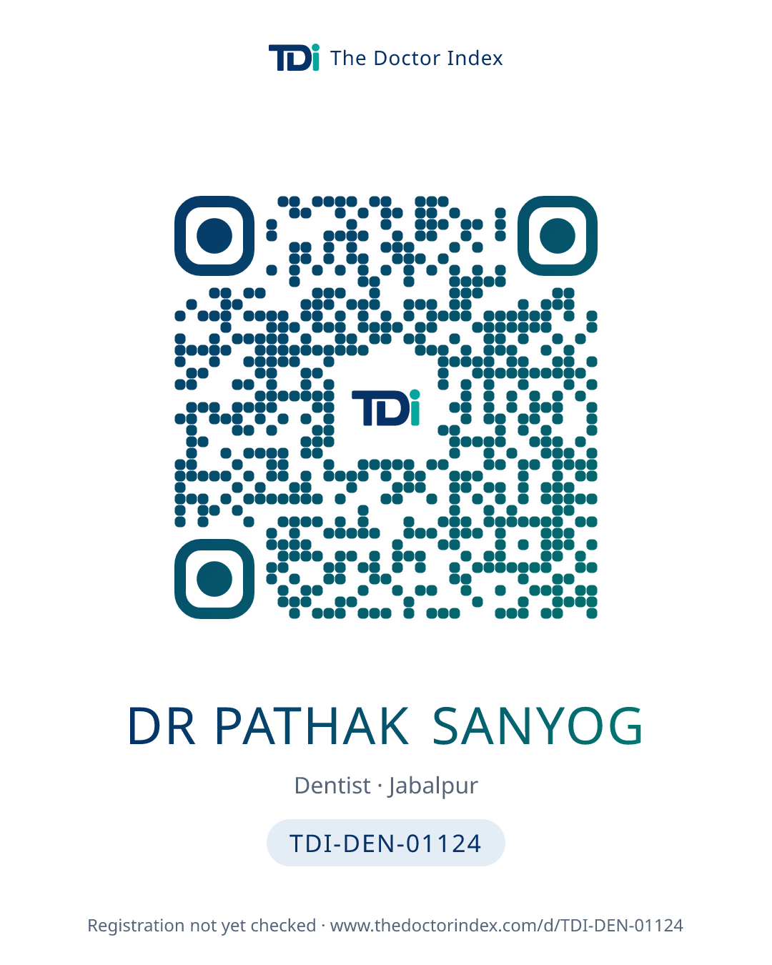 QR card for Dr Pathak Sanyog, TDI-DEN-01124