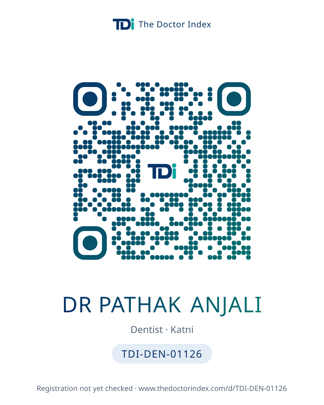 QR card for Dr Pathak Anjali, TDI-DEN-01126