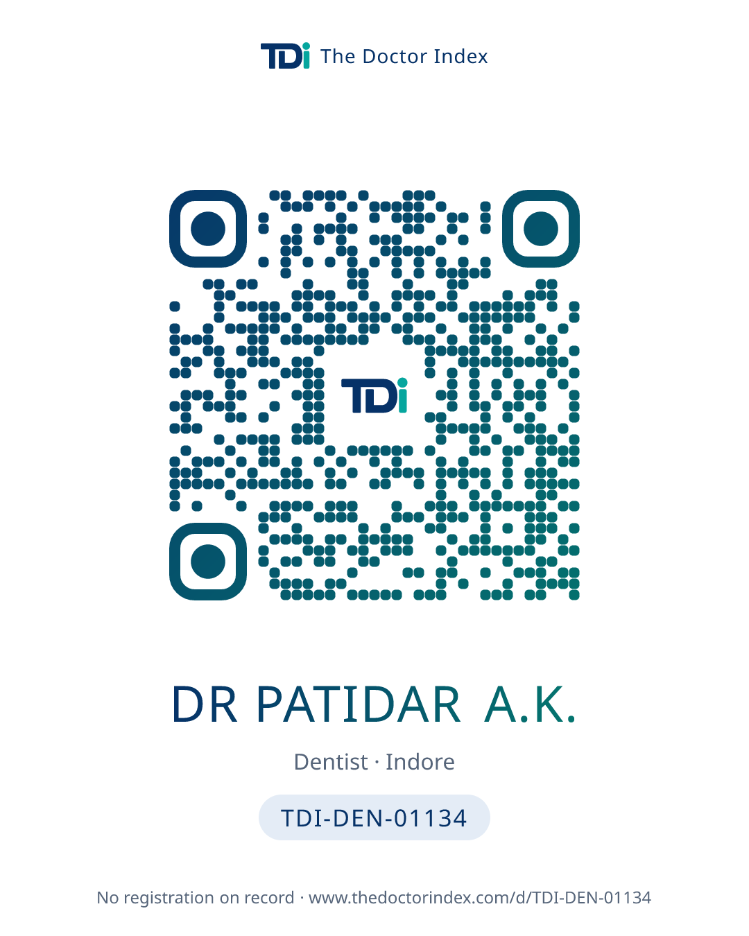 QR card for Dr Patidar A.K., TDI-DEN-01134