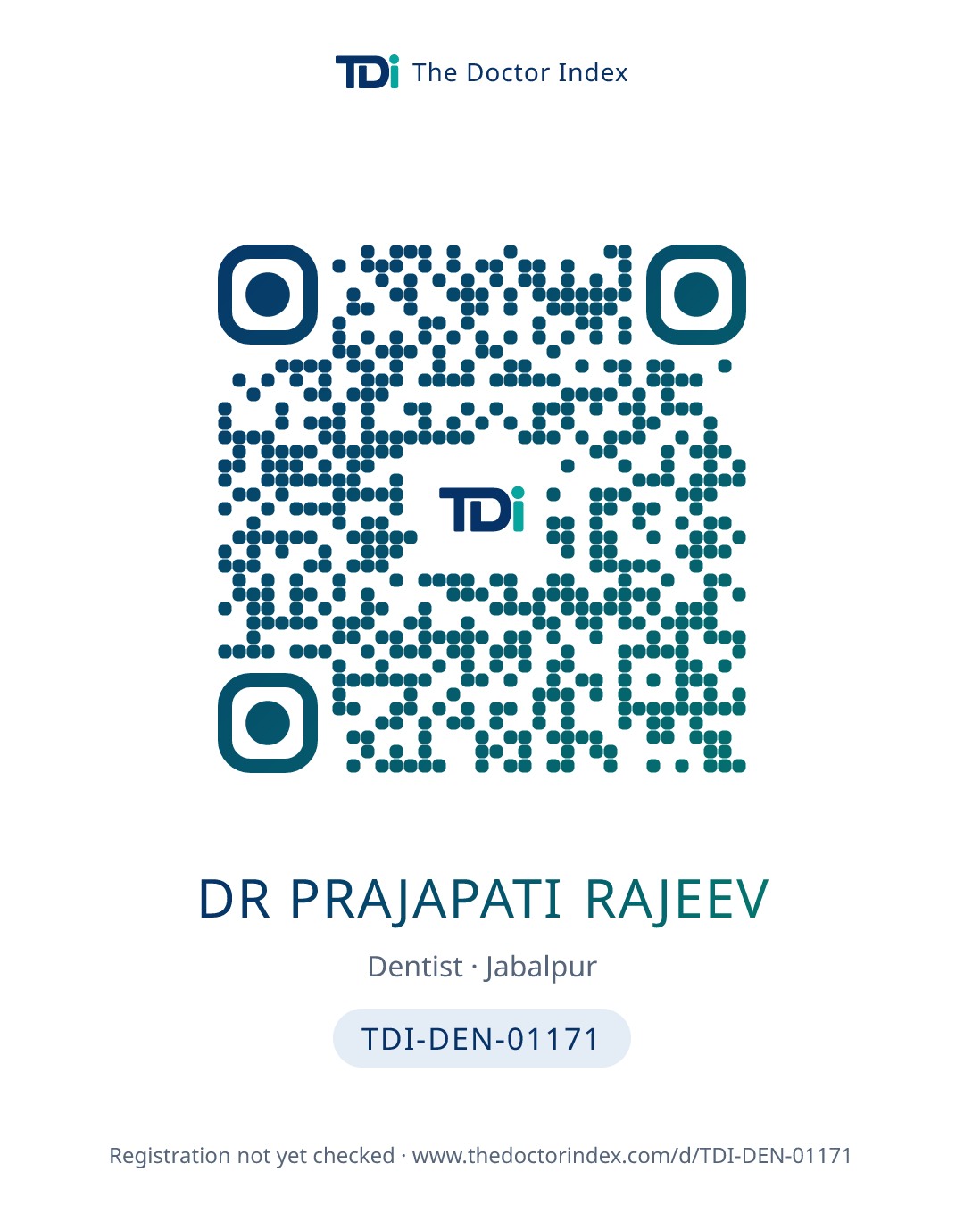 QR card for Dr Prajapati Rajeev, TDI-DEN-01171