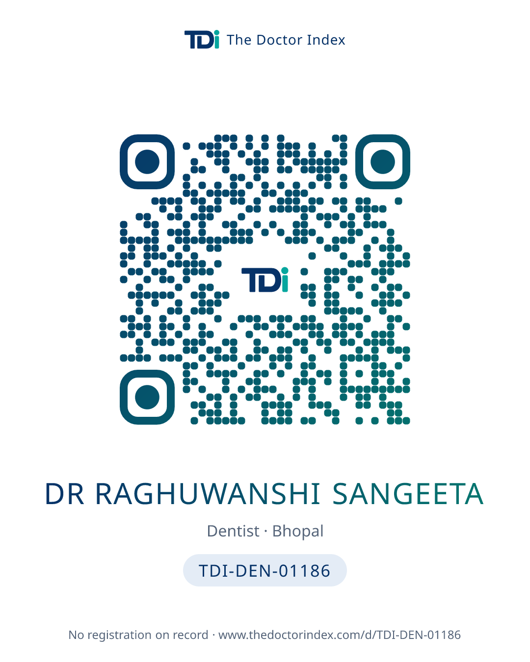 QR card for Dr Raghuwanshi Sangeeta, TDI-DEN-01186