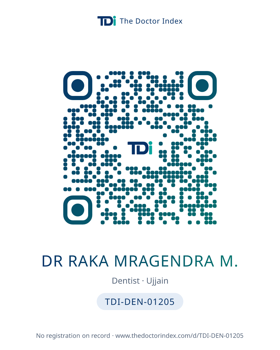 QR card for Dr Raka Mragendra M., TDI-DEN-01205