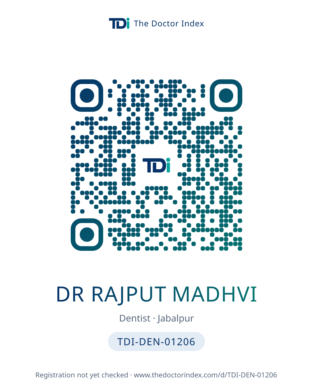 QR card for Dr Rajput Madhvi, TDI-DEN-01206