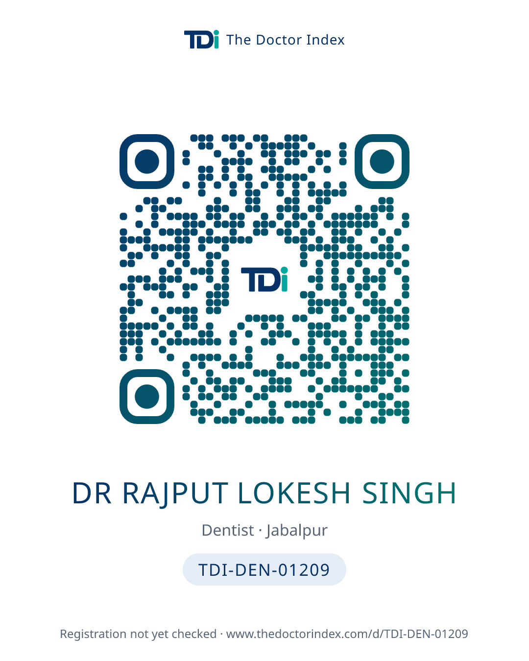QR card for Dr Rajput Lokesh Singh, TDI-DEN-01209