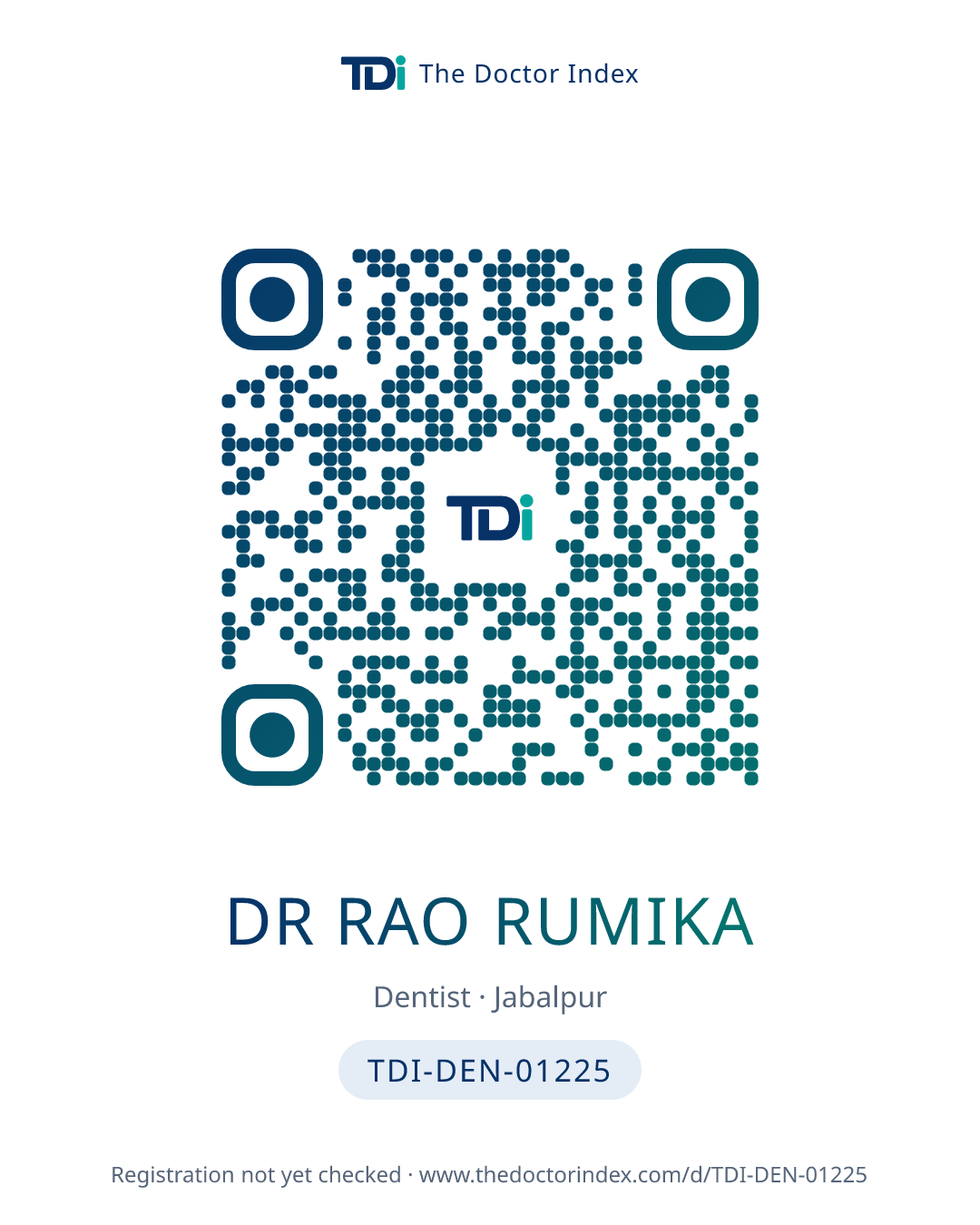 QR card for Dr Rao Rumika, TDI-DEN-01225
