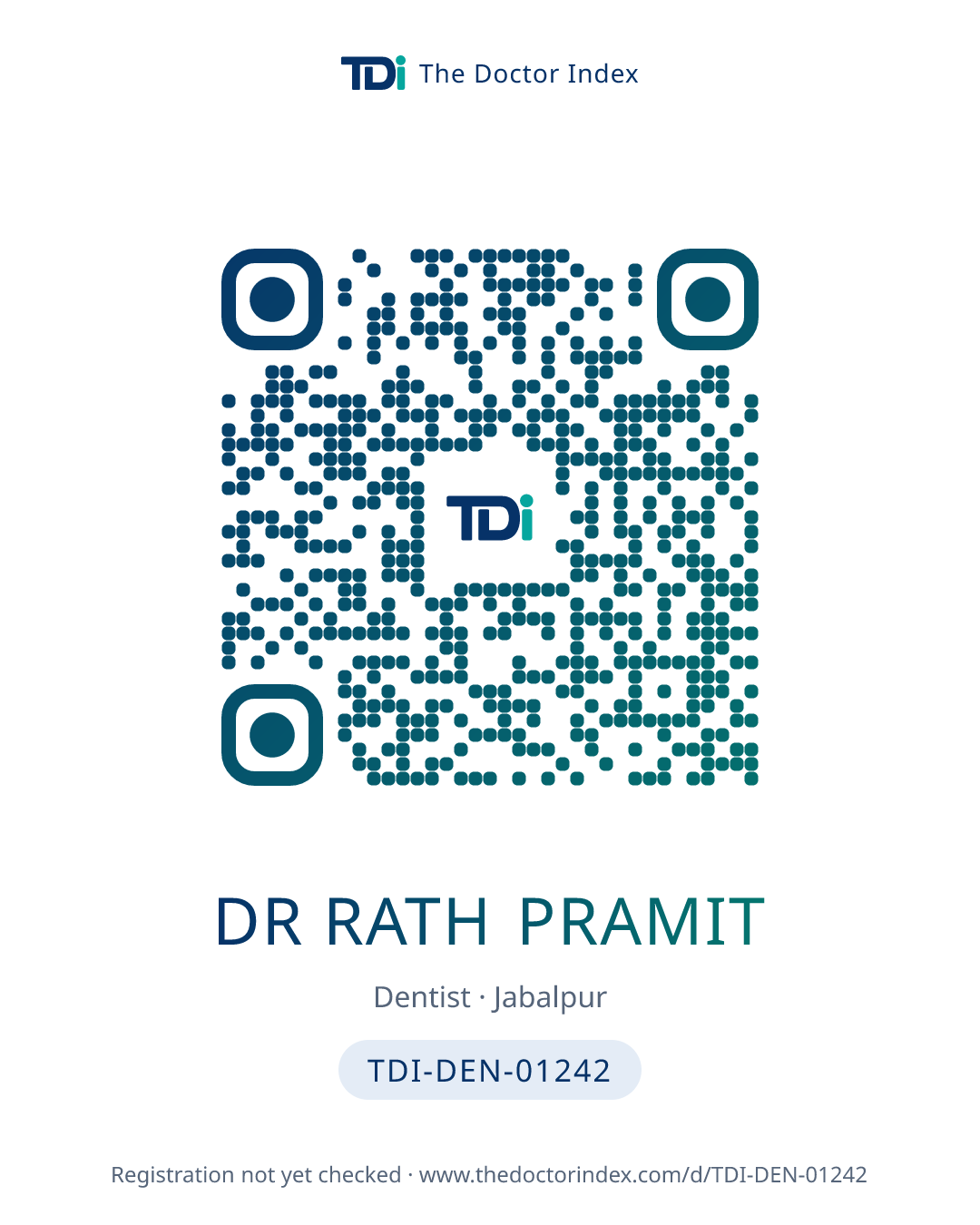 QR card for Dr Rath Pramit, TDI-DEN-01242